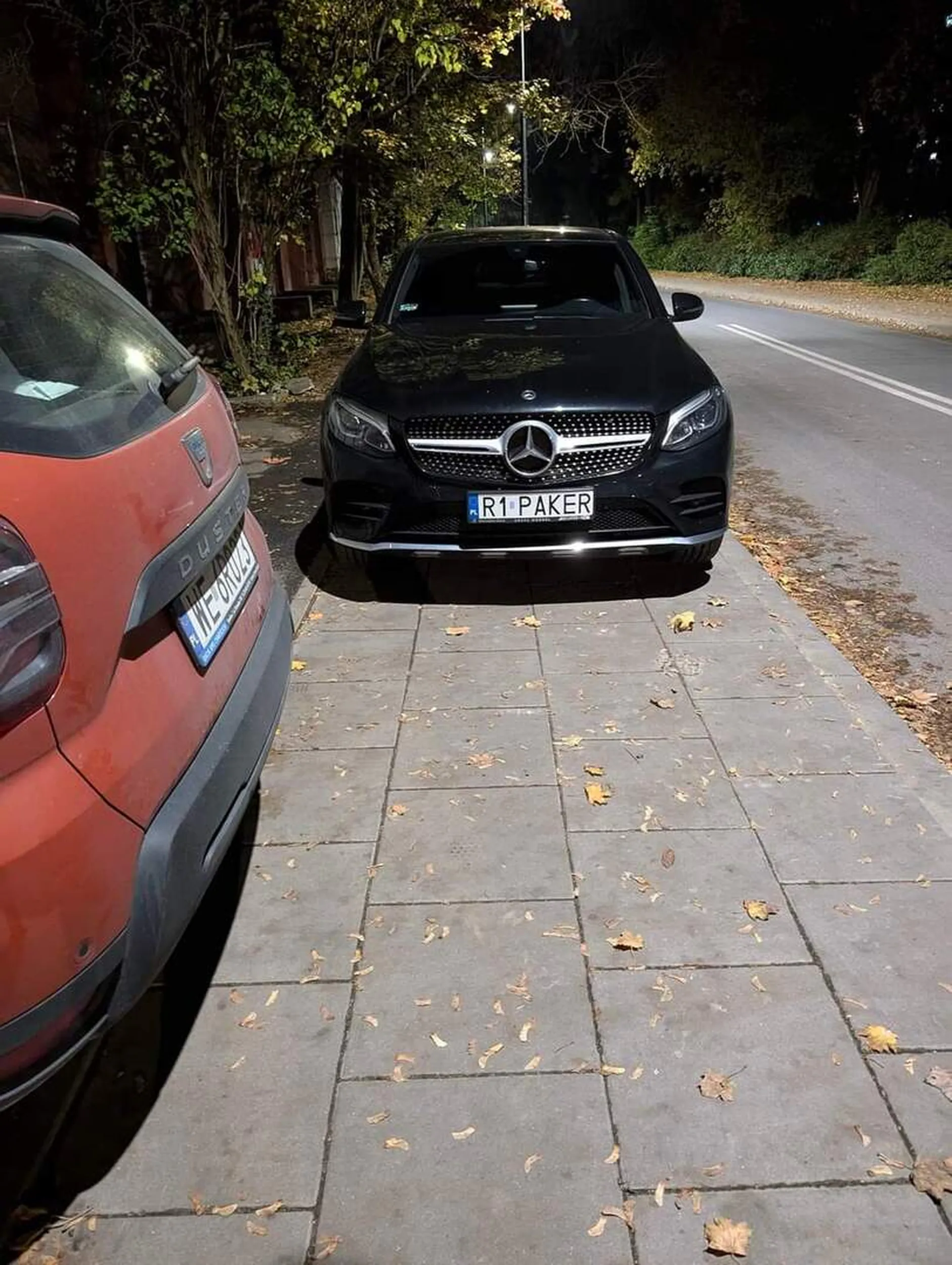 Dramat, parkuje na całej szerokości chodnika, nie obchodzi go nic tylko czubek własnego nosa