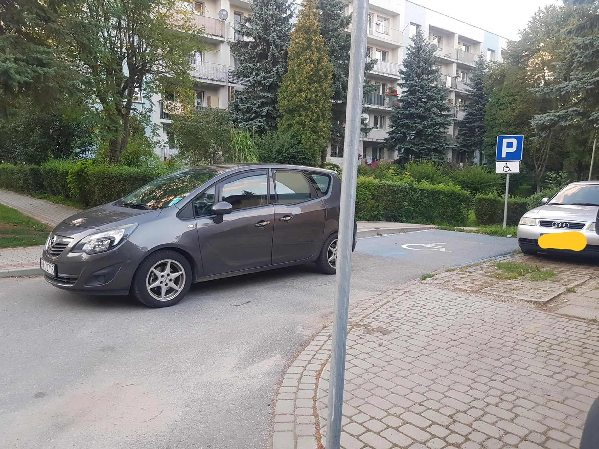 Niepełnosprawny blokuje miejsce dla niepełnosprawnych