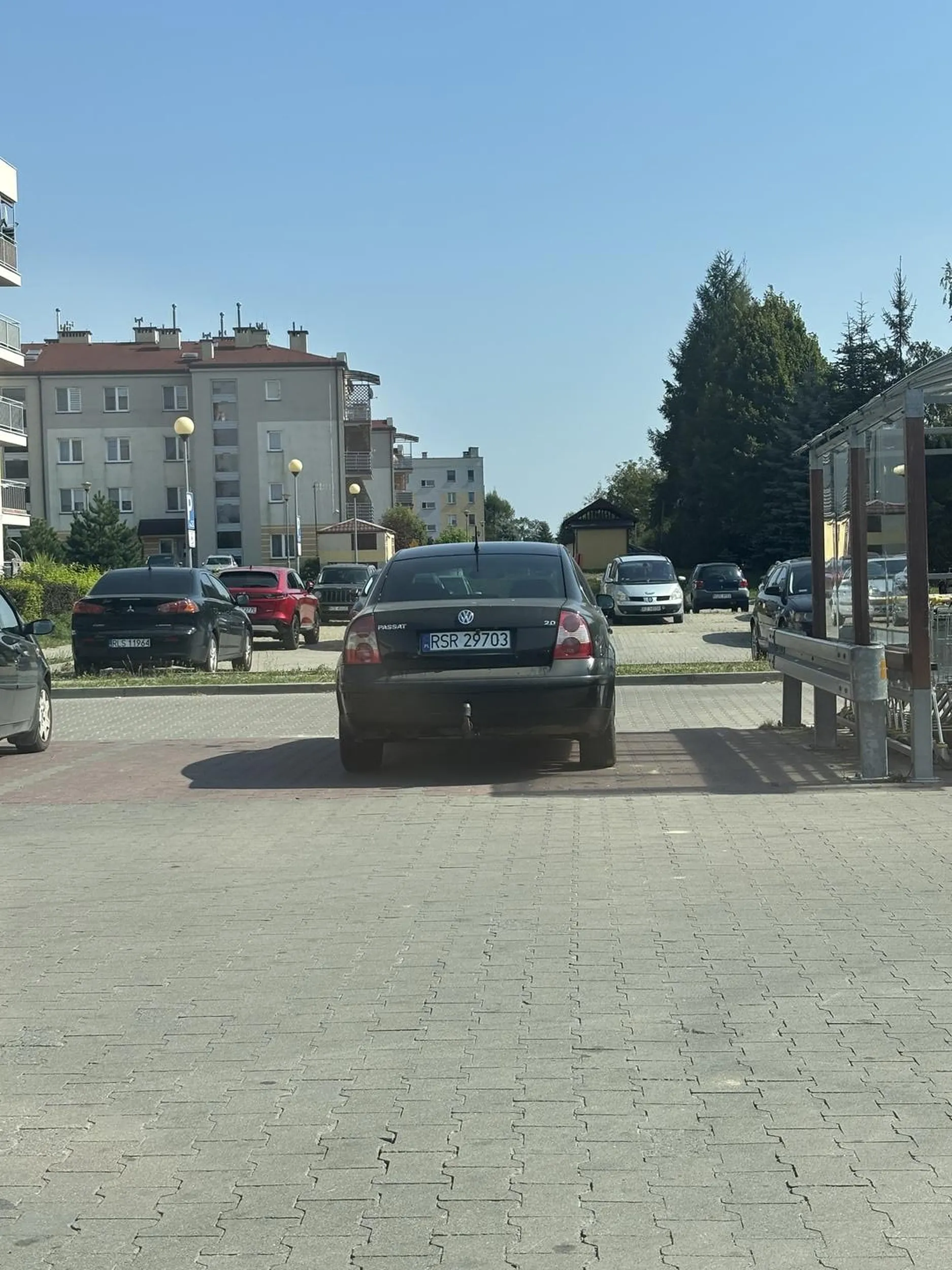 Na zatłoczonym parkingu król parkowania zaja sobie dwa mające dla swojego pasta