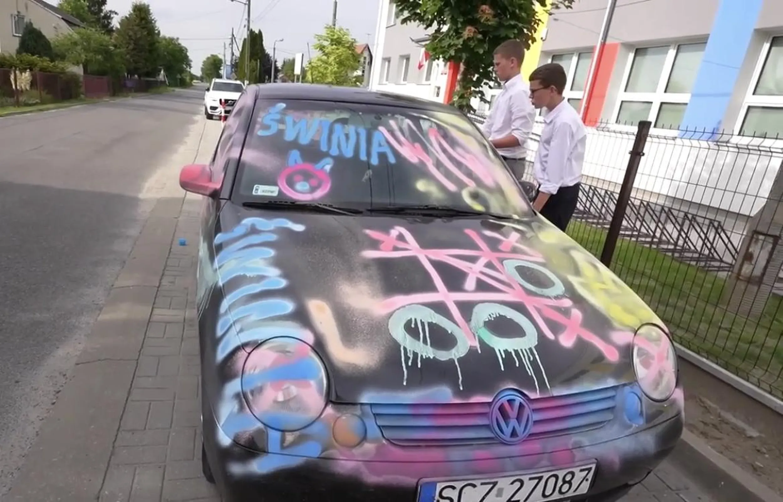 Dzieci pomalowali czarnego lupo