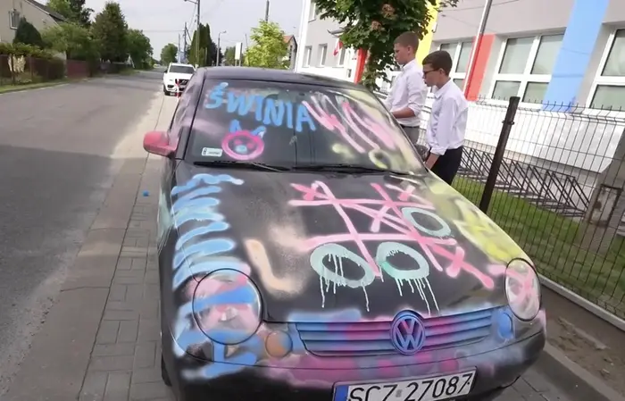 Dzieci pomalowali czarnego lupo