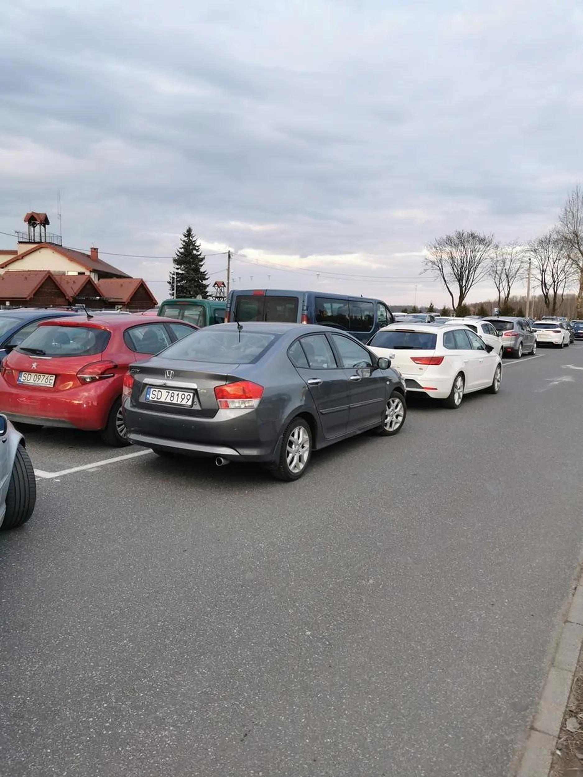 Parking cały zajęty, a to sobie stanę na drodze! Bo mogę!