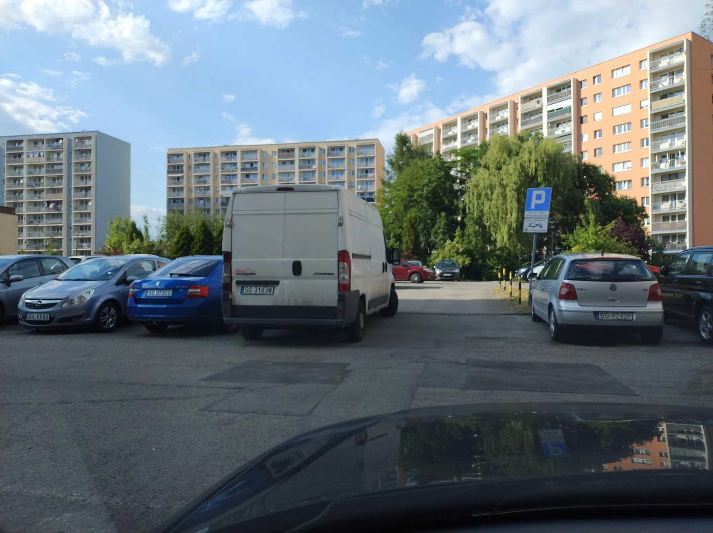 Baran myśli że wyjazd z parkingu to miejsce parkingowe.