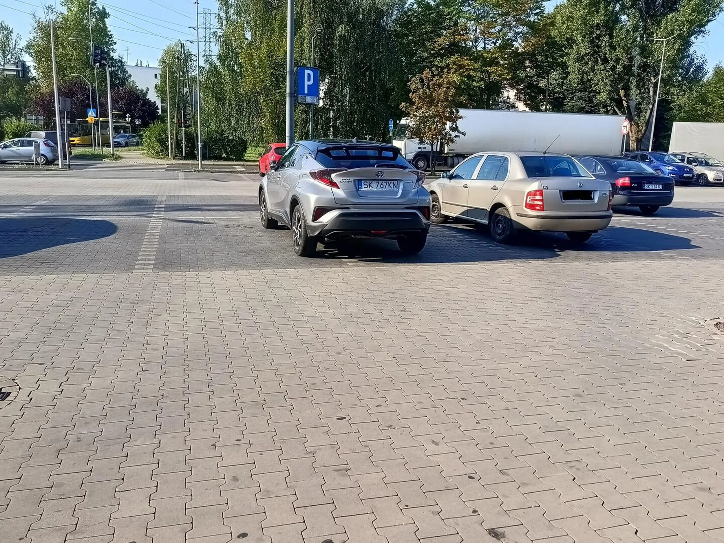 Myślę że nie trzeba nic dodawać... Ps: Jak parkował to po jego lewej też było prawidłowo zaparkowane auto, którego właściciel akurat wsiadał.