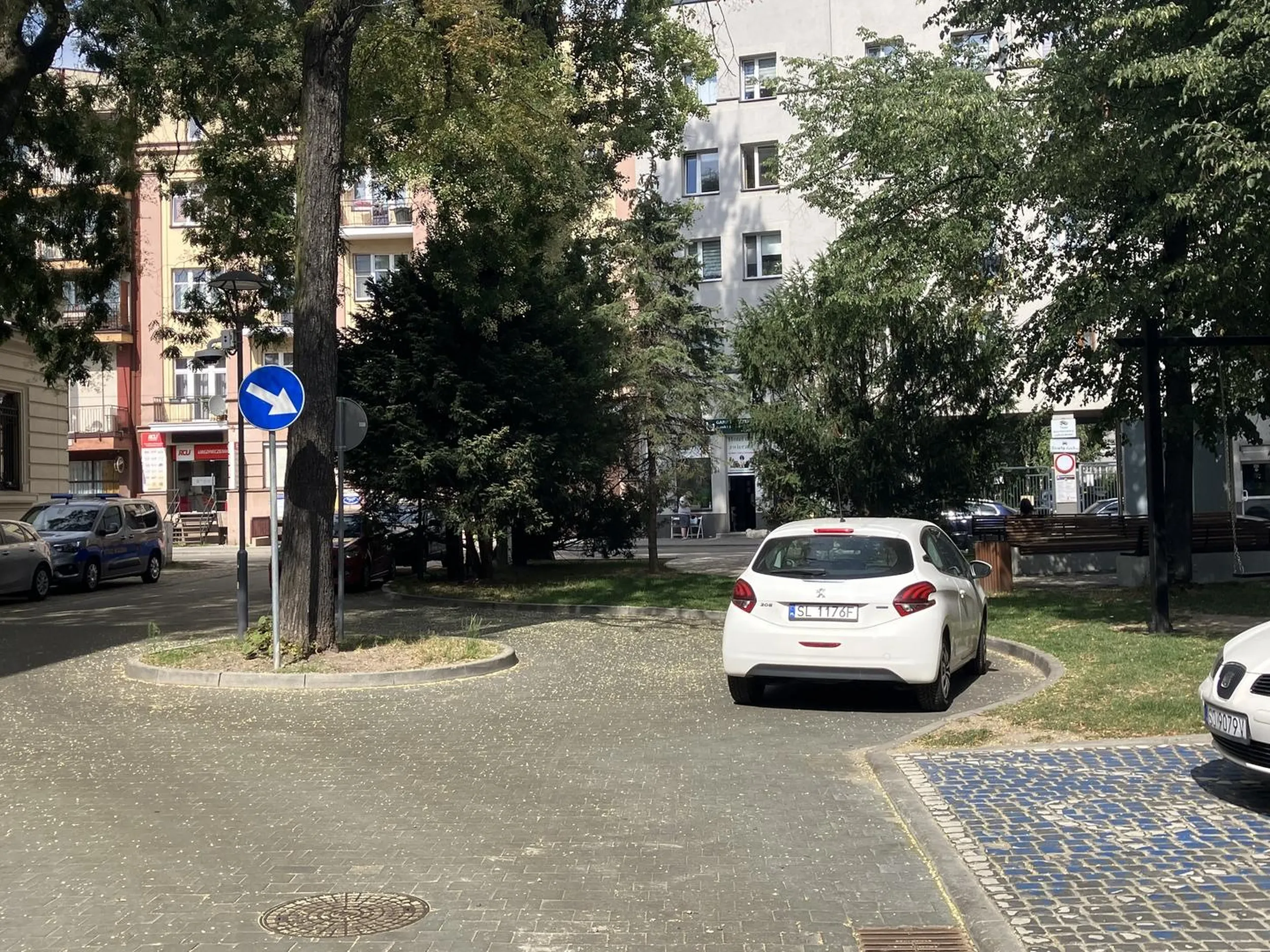 Parkuje na rondzie!!! Trzeba być niepełnosprawnym umysłowo!!! Stwarza zagrożenie i uniemożliwia normalny, bezpieczny wyjazd z ronda! Co za buractwo!