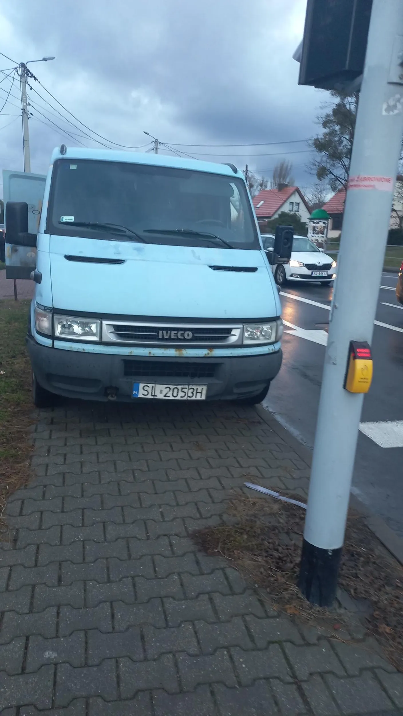 Blokowanie chodnika , nie da się przejść, nie depcząc po trawie , brak możliwości przewozu dziecka w wózku