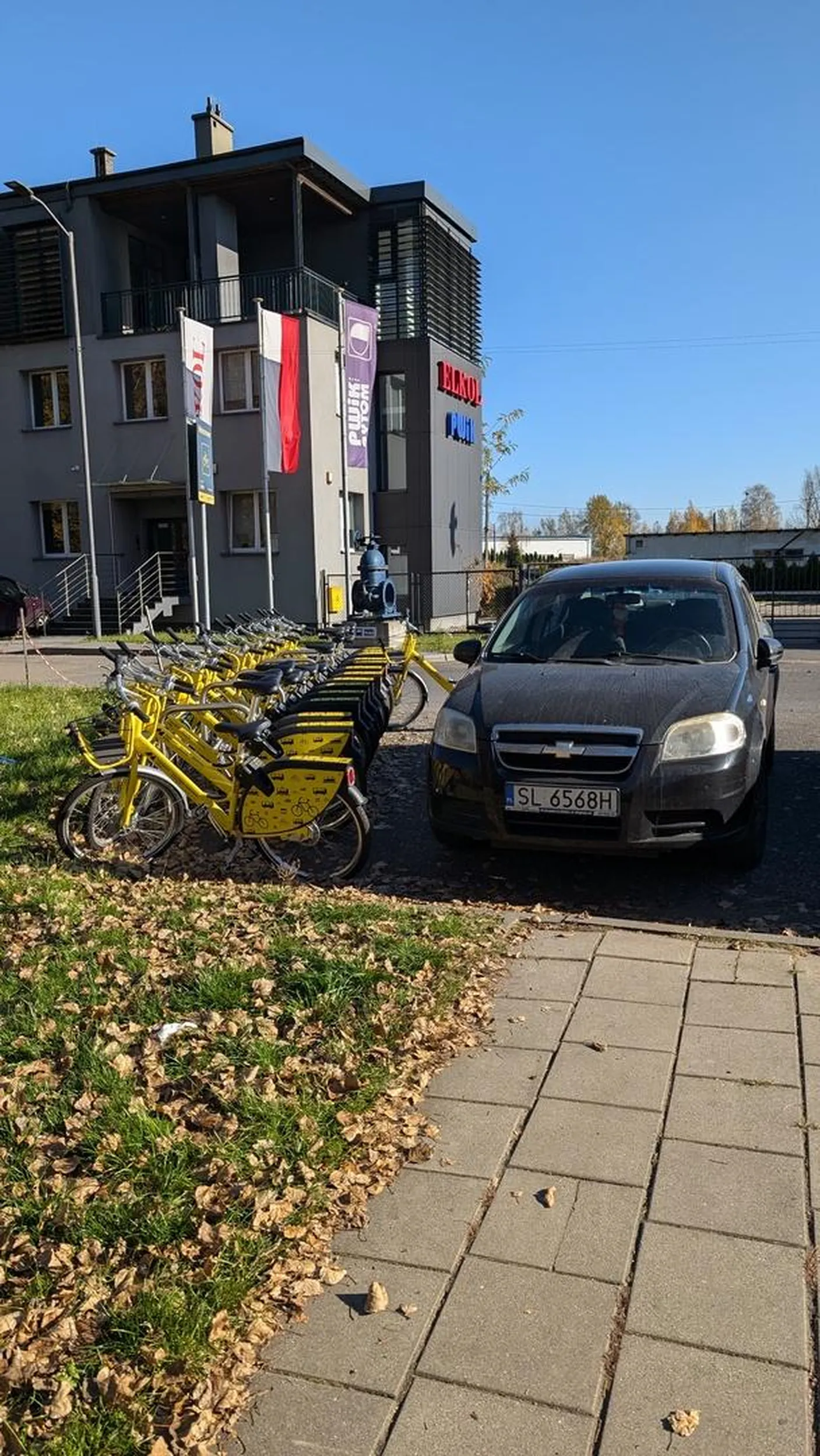 Blokuje i chodnik i rowery :( myśli tylko o sobie.