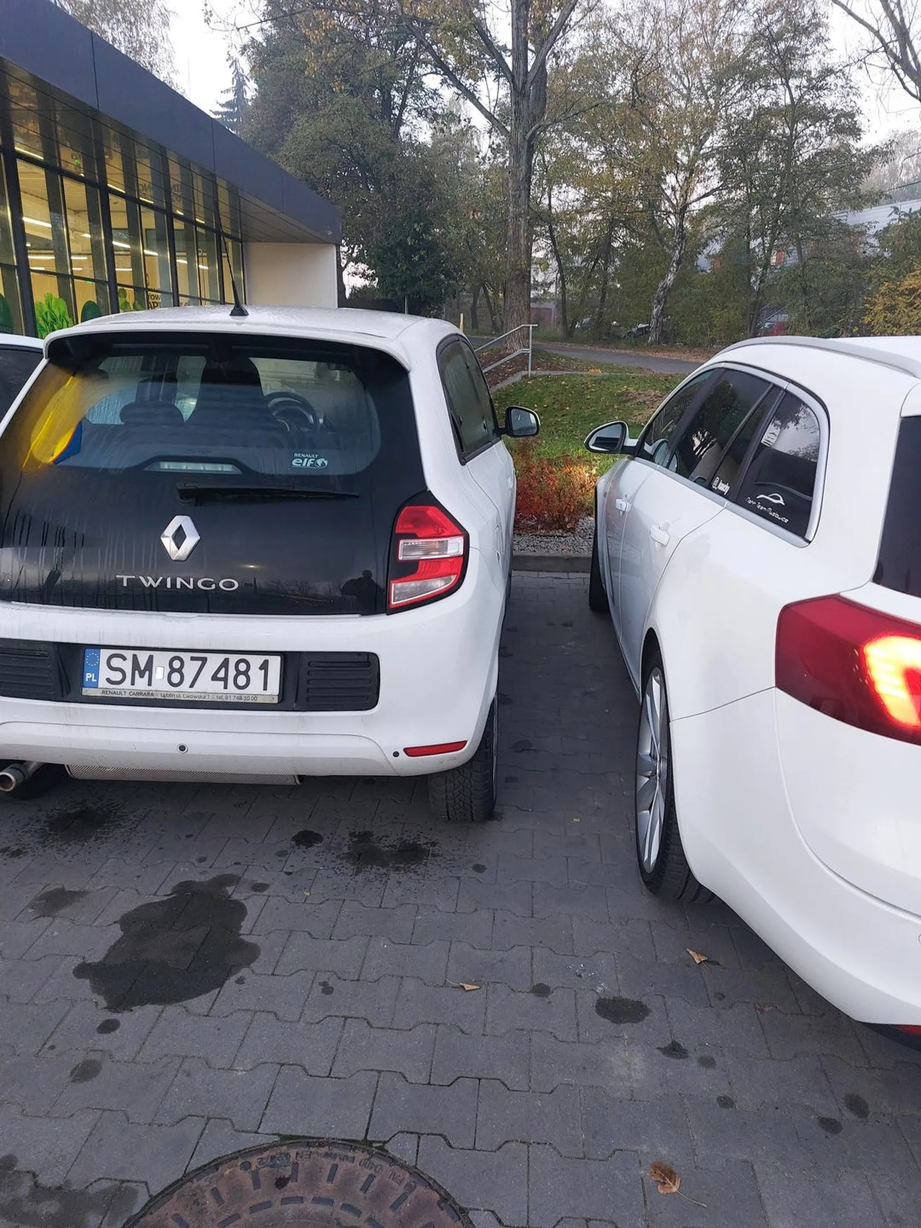 Patrząc po aucie to raczej kobieta miała prawie cały wolny parking, ale musiała zaparkować tak blisko że musiałem się męczyć przy wejściu do auta...