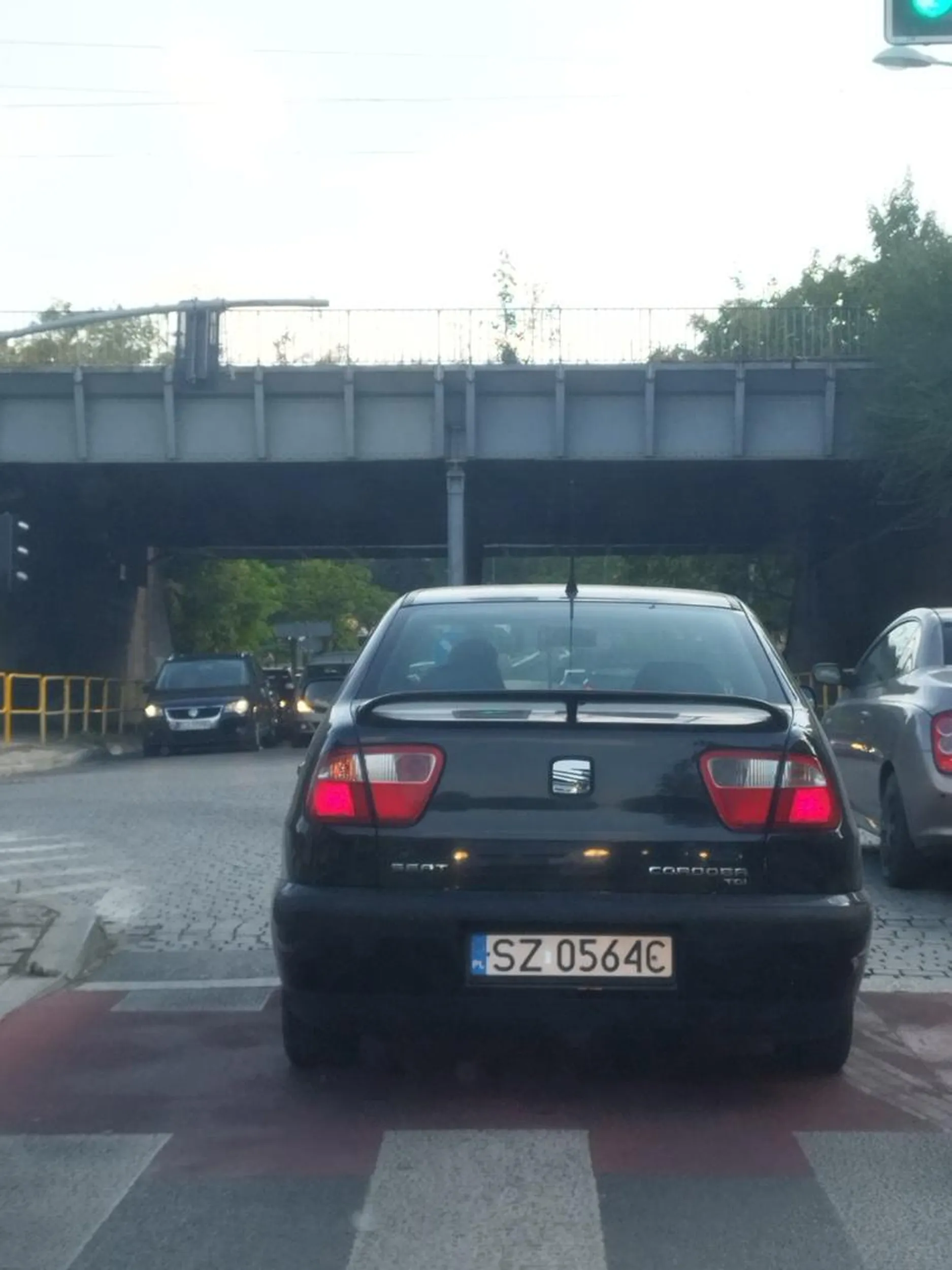 Stoi 2 zmiany świateł patrząc w telefon Po czym gdy sie zwraca uwage zaczyna pajacować