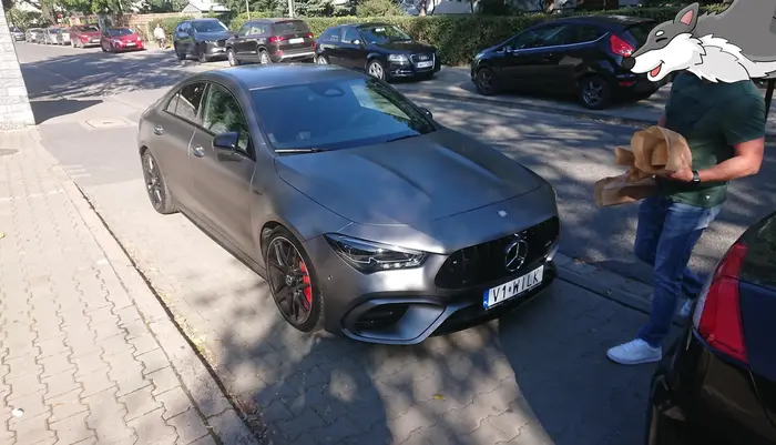 Młody wilczek wpadł w fotopułapkę... Dobra rada - wystarczy przestrzegać przepisów, nie parkować na znaku zakazu zatrzymywania, zostawić przejście pieszym. No i nad językiem wypadałoby popracować...