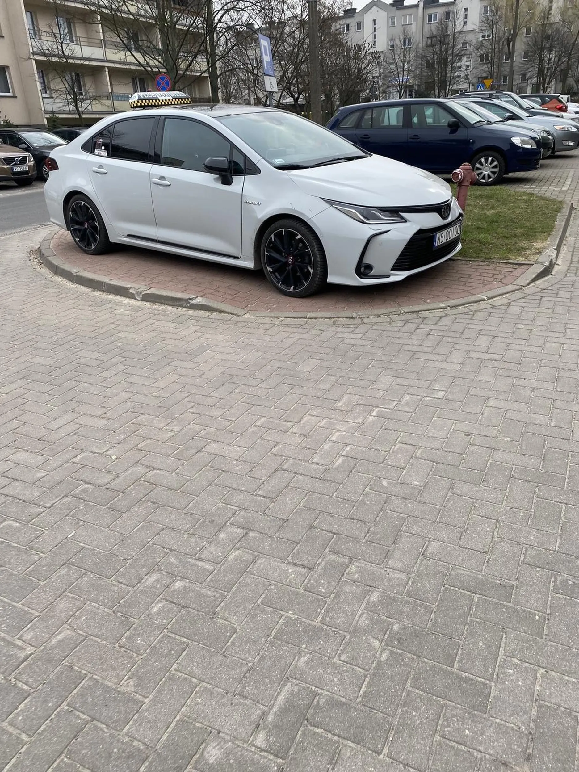 Równiutko zajął cały chodnik, zawodowy kierowca