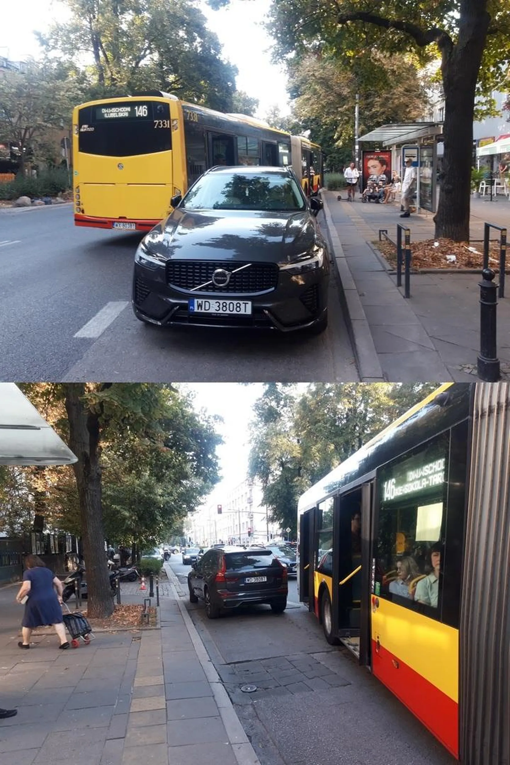 A ludzie niech sobie skaczą z autobusu na jezdnię. Zastawianie zatok autobusowych to standard na ulicy Francuskiej w Warszawie ale ten palant wyjątkowo bezczelnie zaparkował