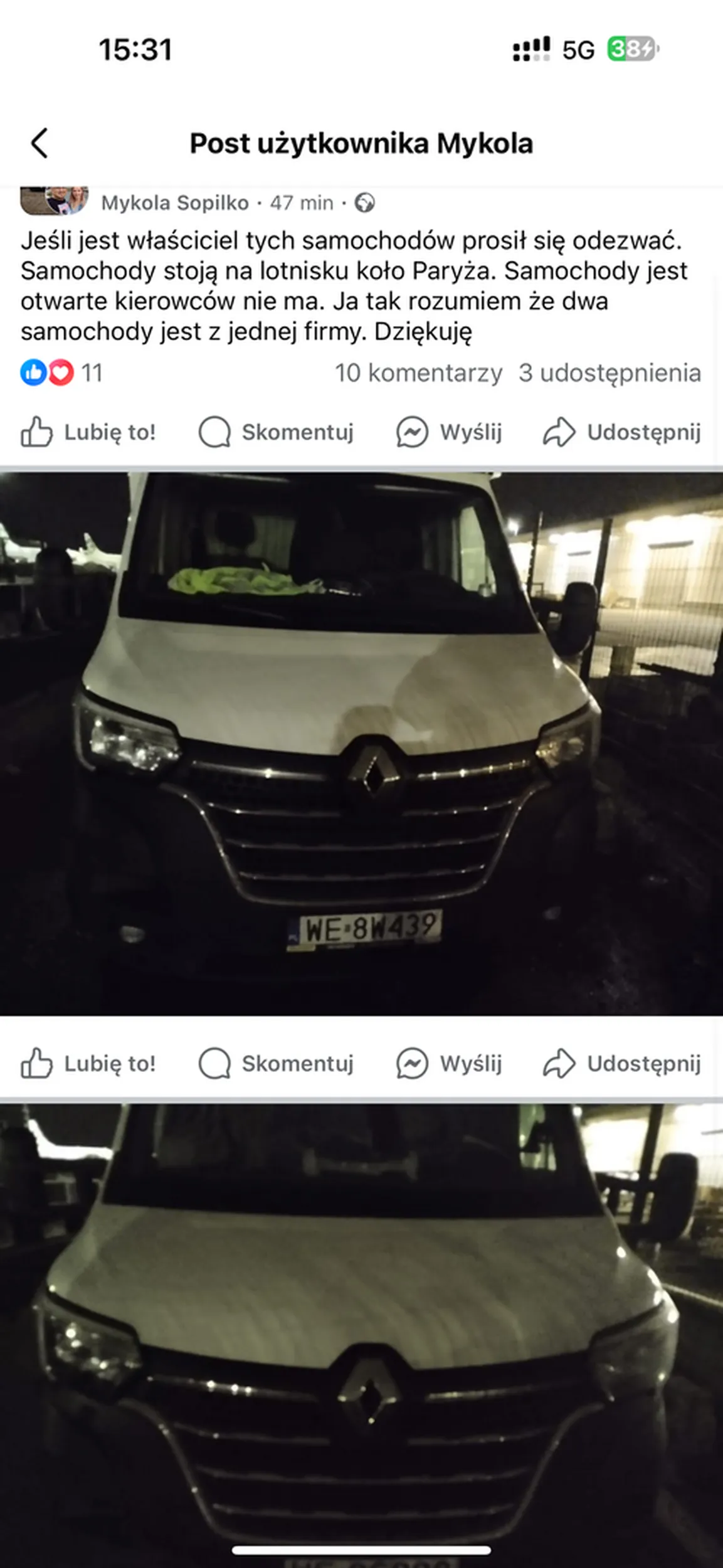 Samochód porzucony na lotnisku w Paryżu