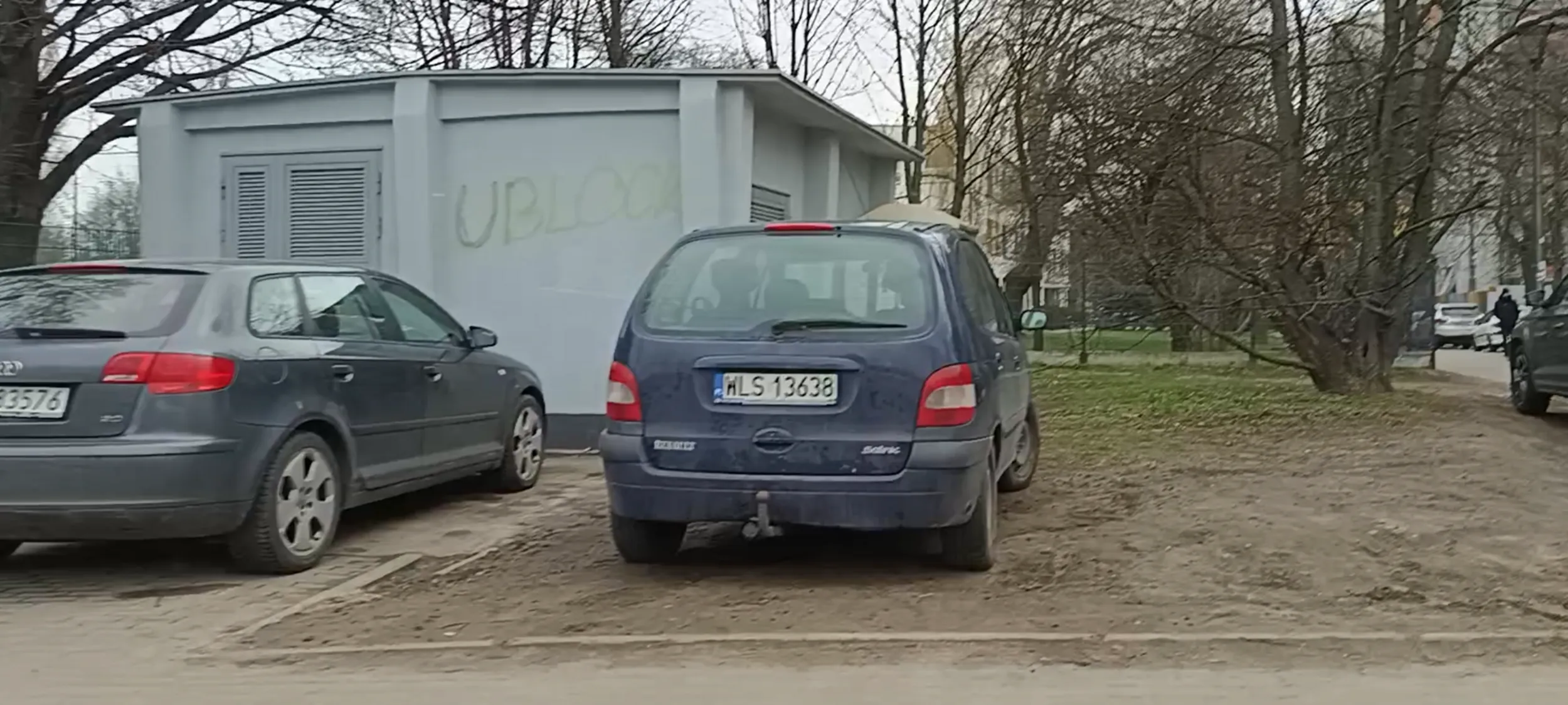 Syfiarz niszczy trawnik przed szkołą