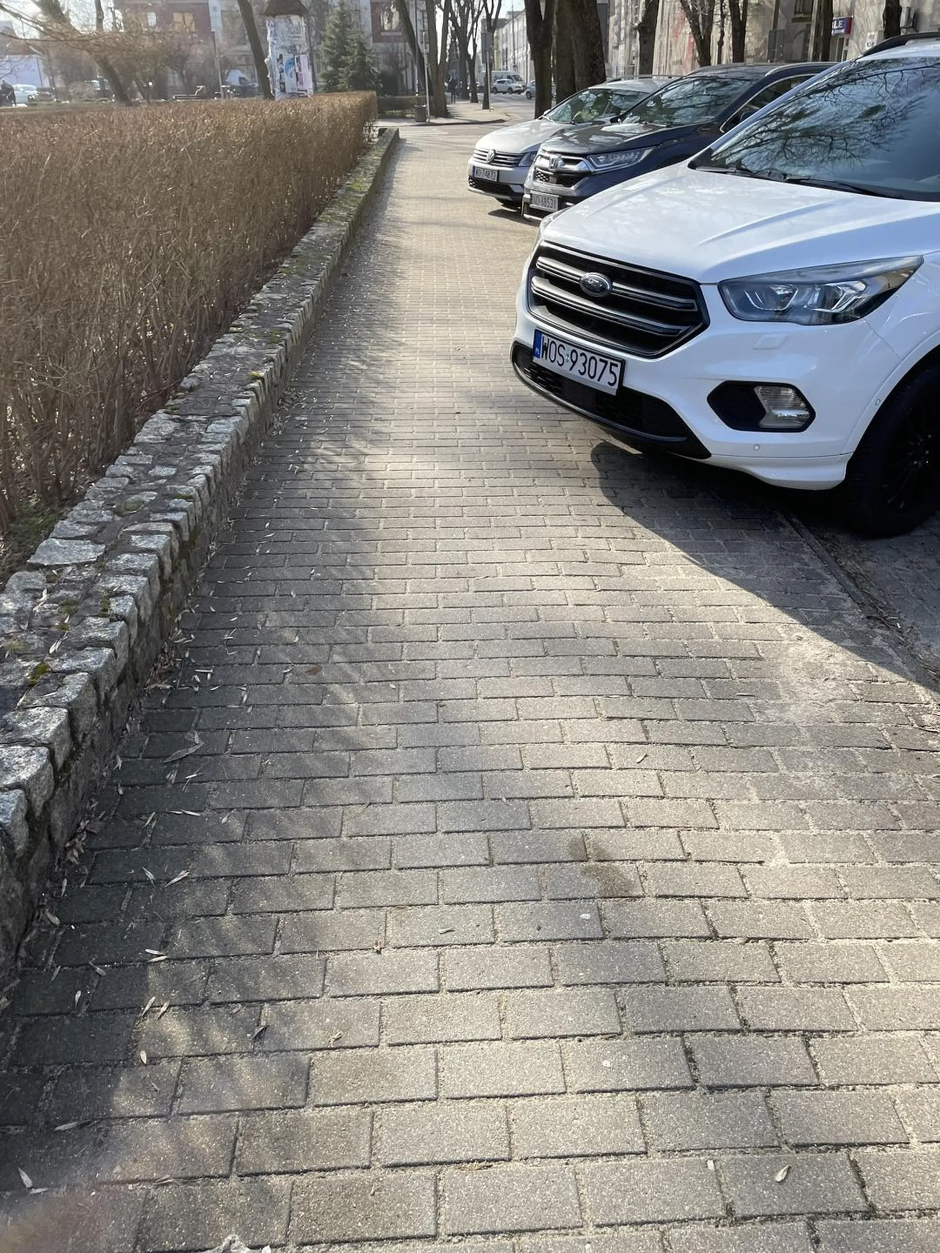 Kolejny suv który musi wjechać na chodnik.