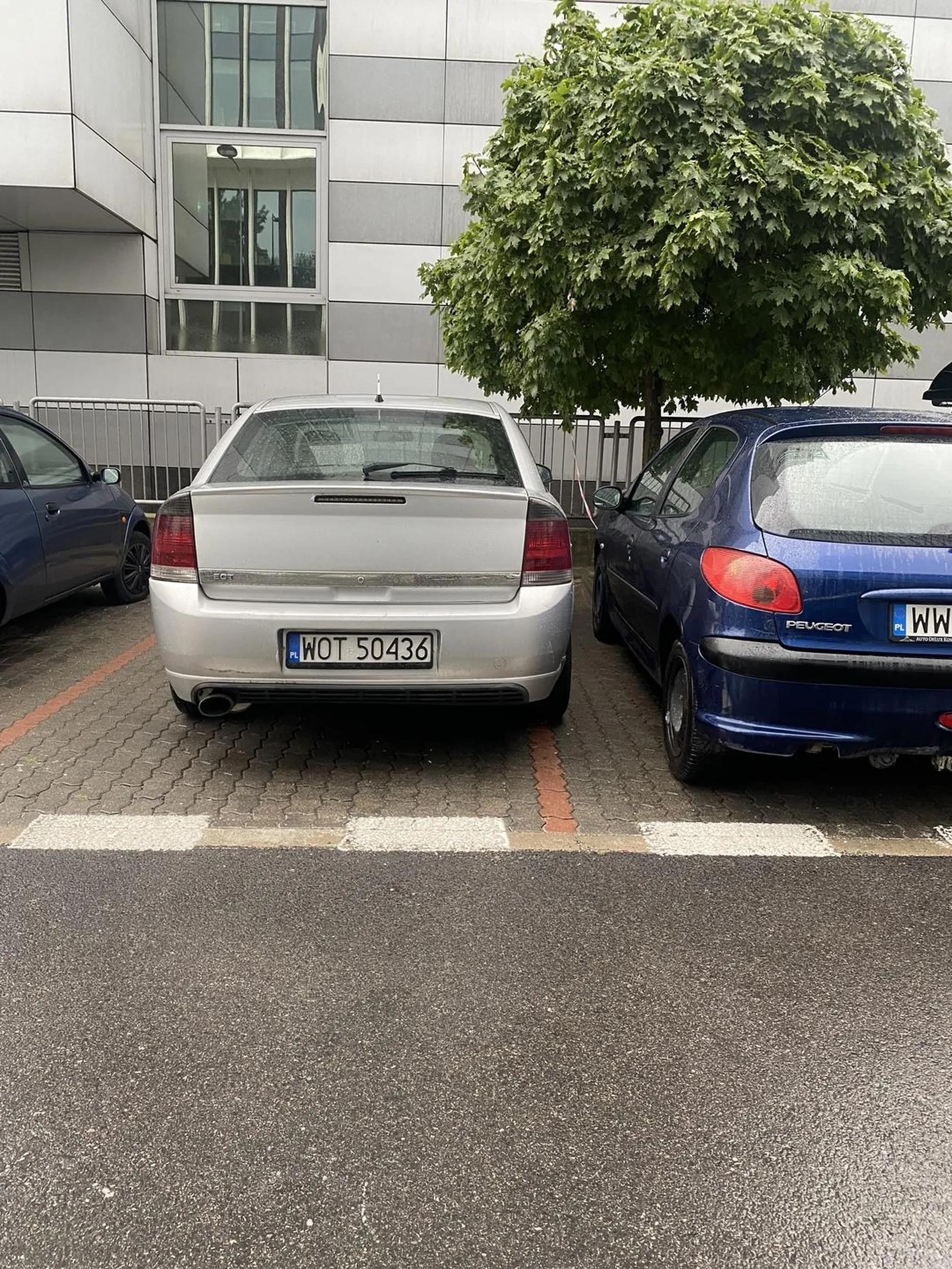 Kierowca Vectry swoim parkowaniem praktycznie blokuje możliwość parkowania na miejscu po prawej stronie, zostawiając tym samym dużo miejsca po lewej. Nie dość że w tym miejscu nie ma gdzie się postawić to jeszcze takie łby blokują innym możliwość komfortowego pozostawienia pojazdu.