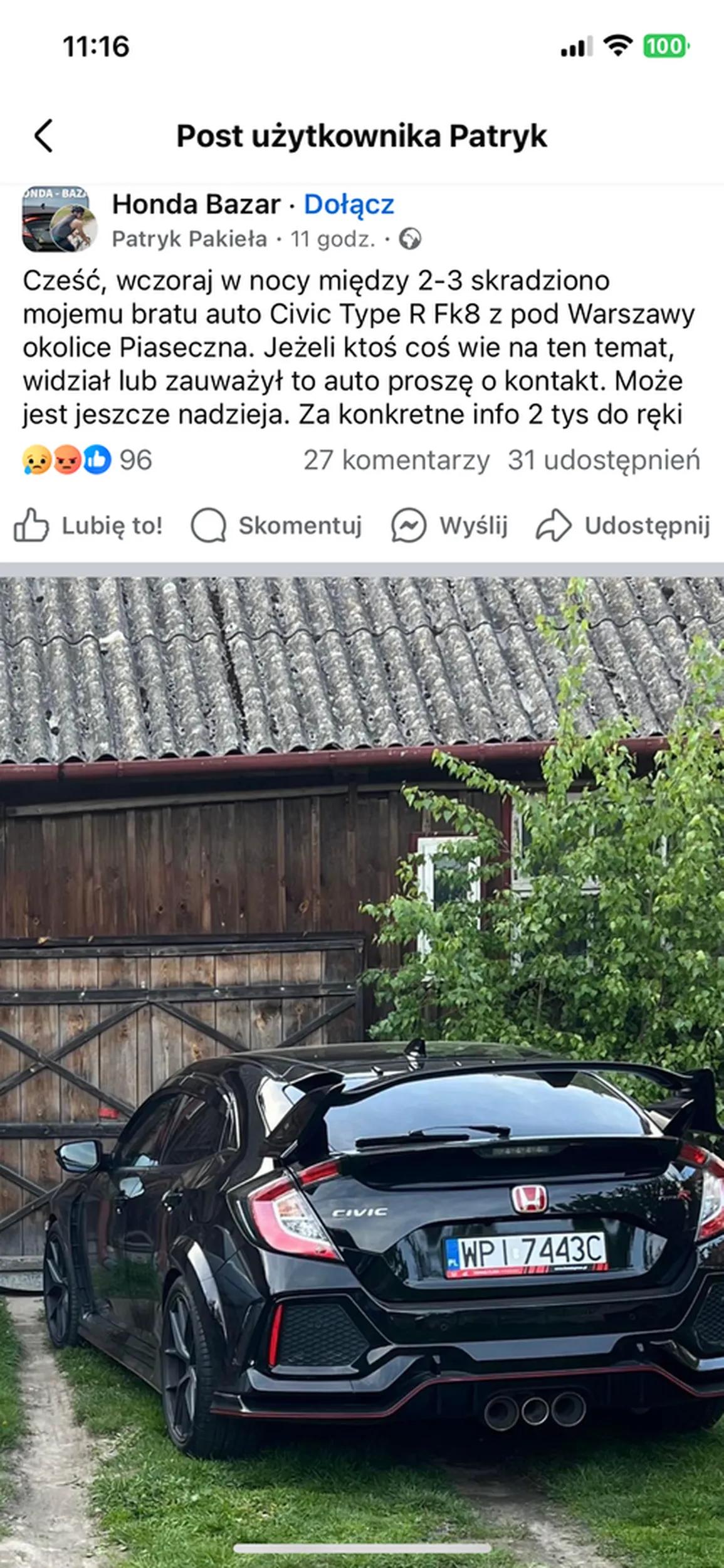 SKRADZIONY SAMOCHÓD