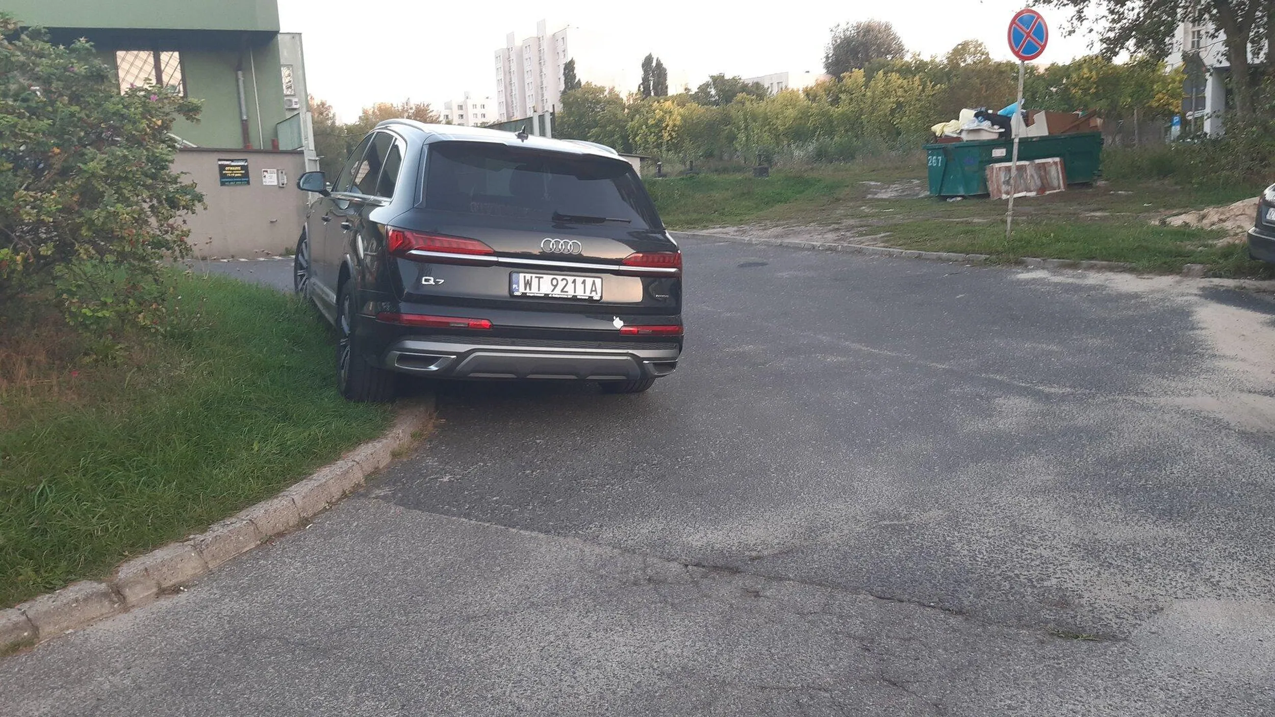 Świetne parkowanie na trawie, brawo...