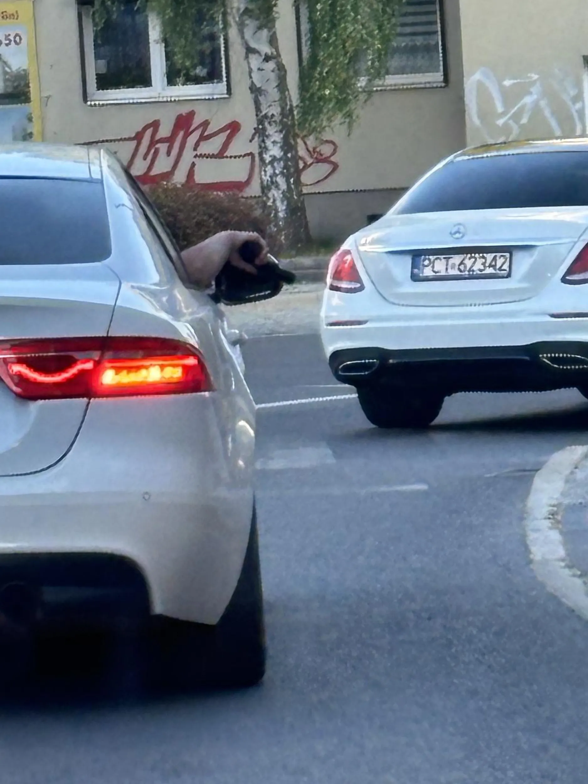 Wariat lata miastem, i do pieszych celuje z broni.