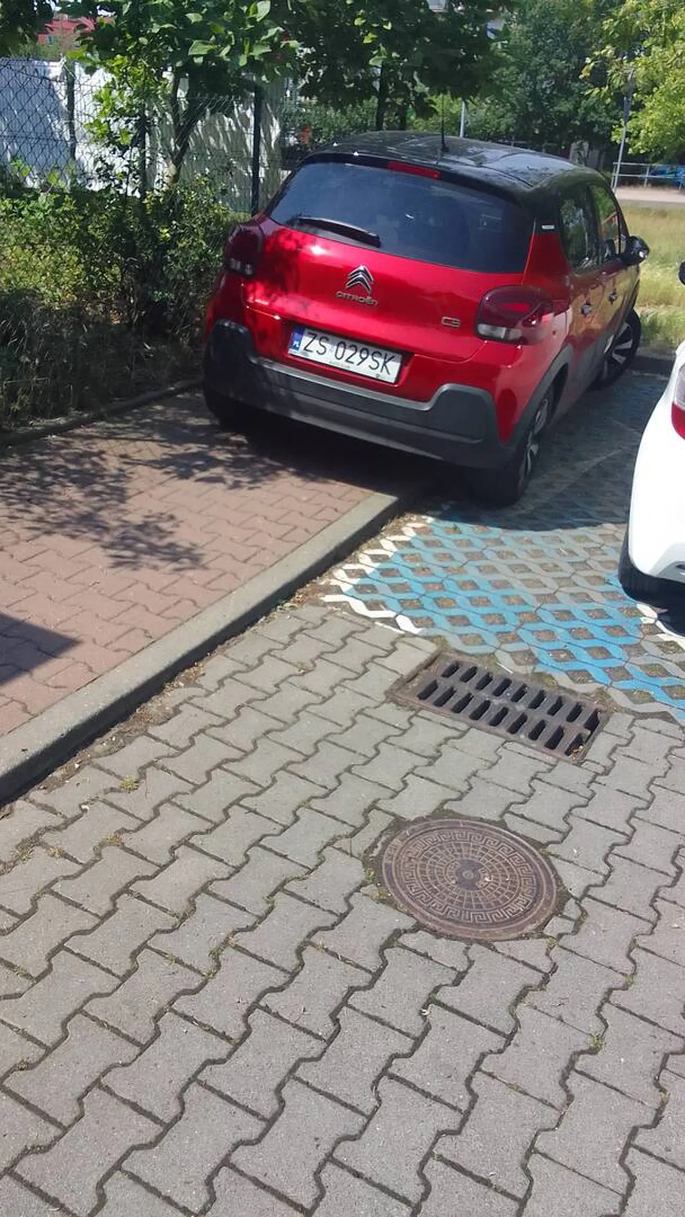 Kretyn, zaparkował na środku chodnika