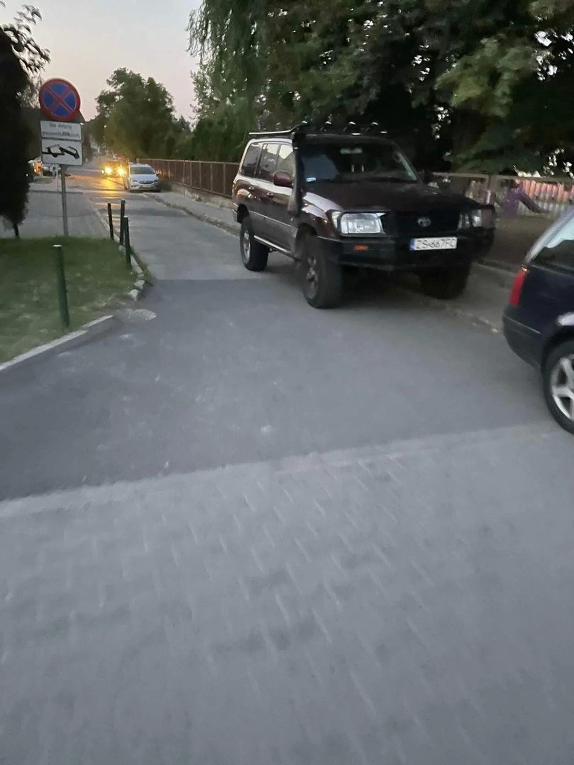 Zaparkował tak, że nie ma przejazdu ani przejścia chodnikiem. Obok jest wolny parking tylko płatny ?