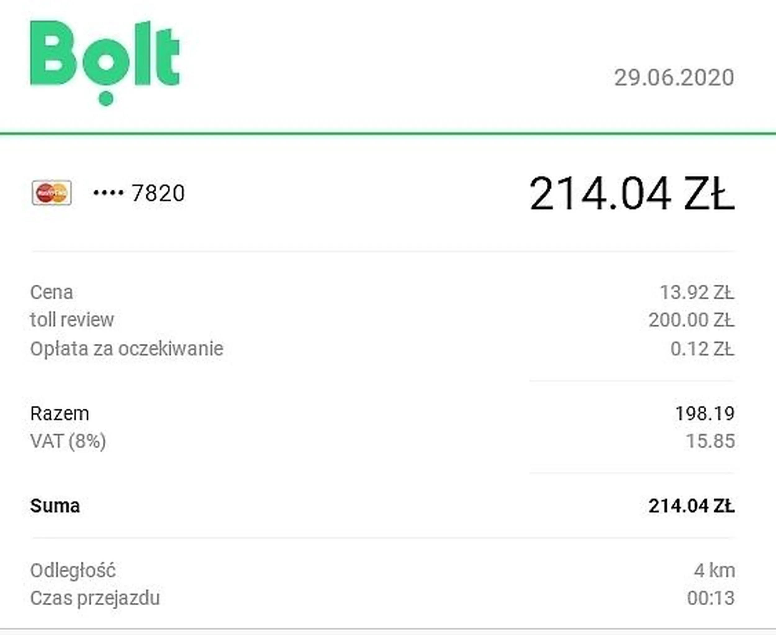 Nieuczciwy kierowca Bolta. Wyprowadza pieniądze z kont bankowych klientów przy rozliczaniu przejazdów.