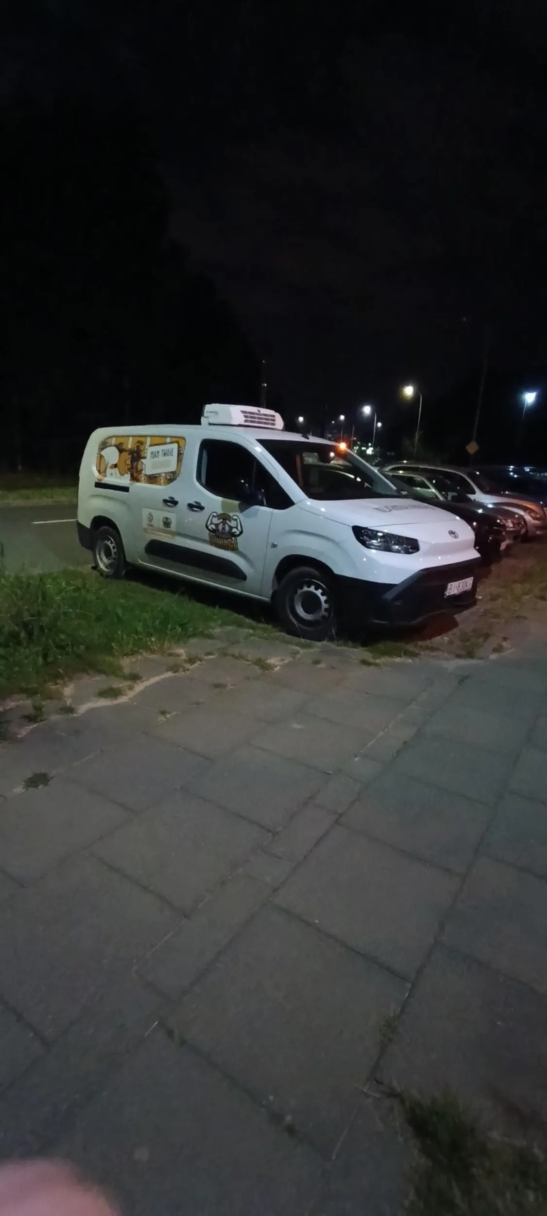 Kierowca z KUCHNIA WIKINGA parkuje na miejscach przeznaczonych dla osób niepełnosprawnych bez zezwolenia.  Zero tolerancji.  Łódź Olechów