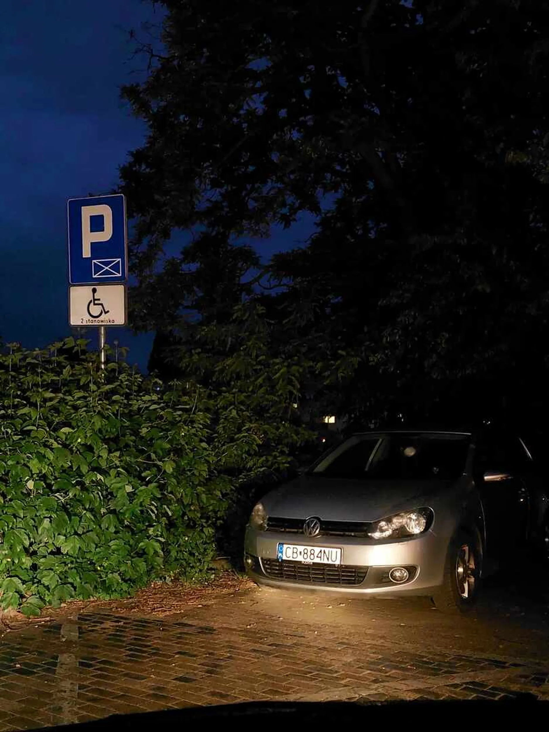 Co Pan robi na miejscu dla niepełnosprawnych. Nie posiada Pan dozwodu i karty inwalidzkiej. Proszę wisci z koperty!!!