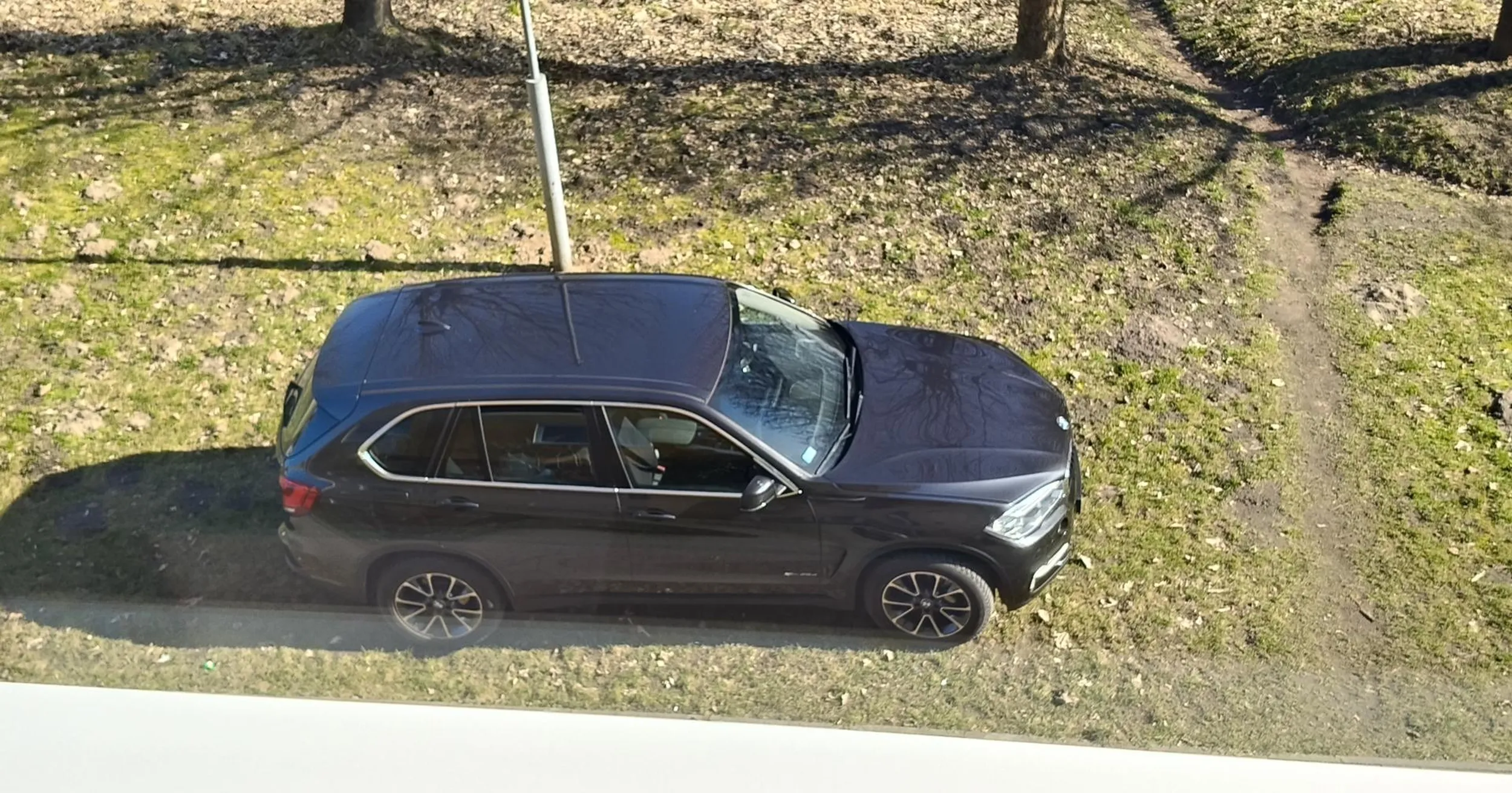 Wjeżdża na trawnik i rozjeżdża roślinność, a parking obok pusty. To już nie pierwszy raz. Widać że wieś przyjechała do miasta.
