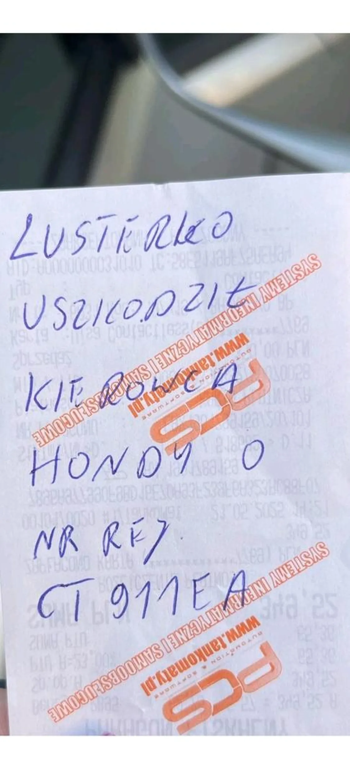 Dzięki za rozjebane lusterko,