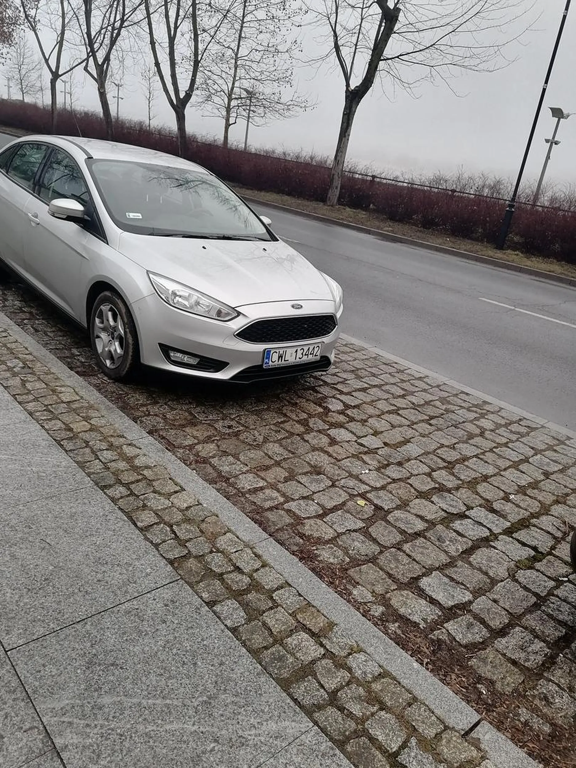 Pani kierująca fordem nie umie parkować i zaczepia przechodniów