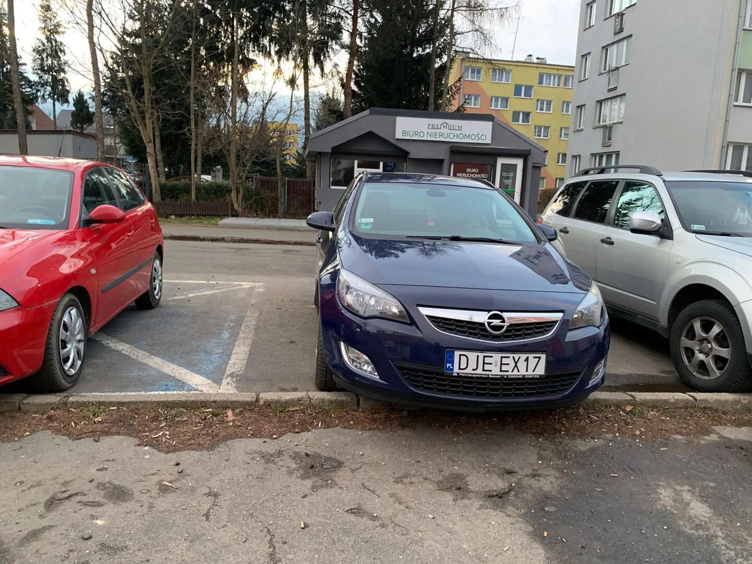 Brak umiejętności parkowania - niepotrzebny dystans do linii miejsca dla inwalidów.