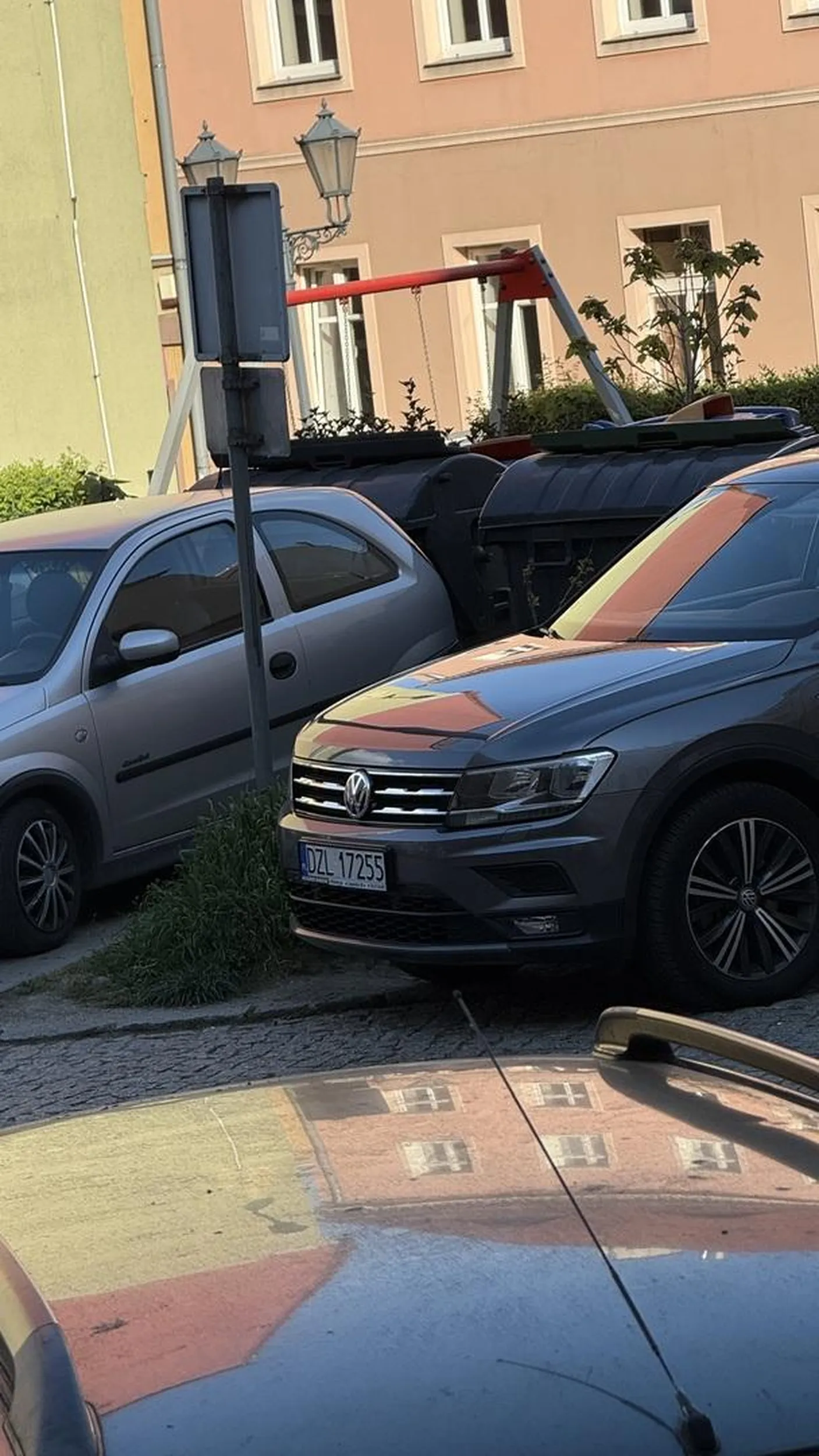 Mało ma miejsca parkingowego że musi parkować na trawie i łuku. Naucz się parkować a nie utożsamiać się ze śmietnikami obok których zaparkowałeś.