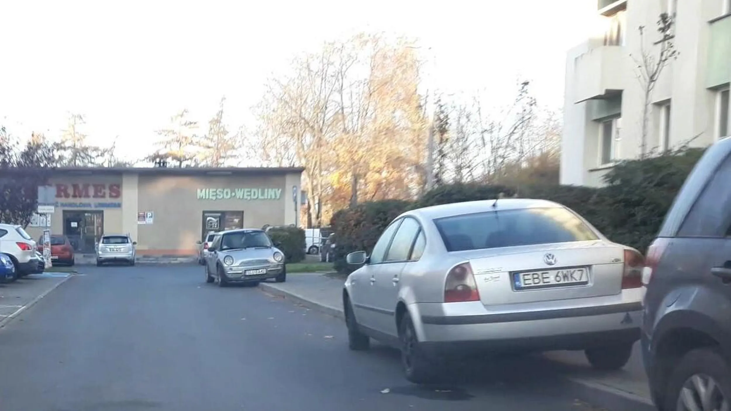 Parkowanie na chodniku, w strefie zamieszkania.