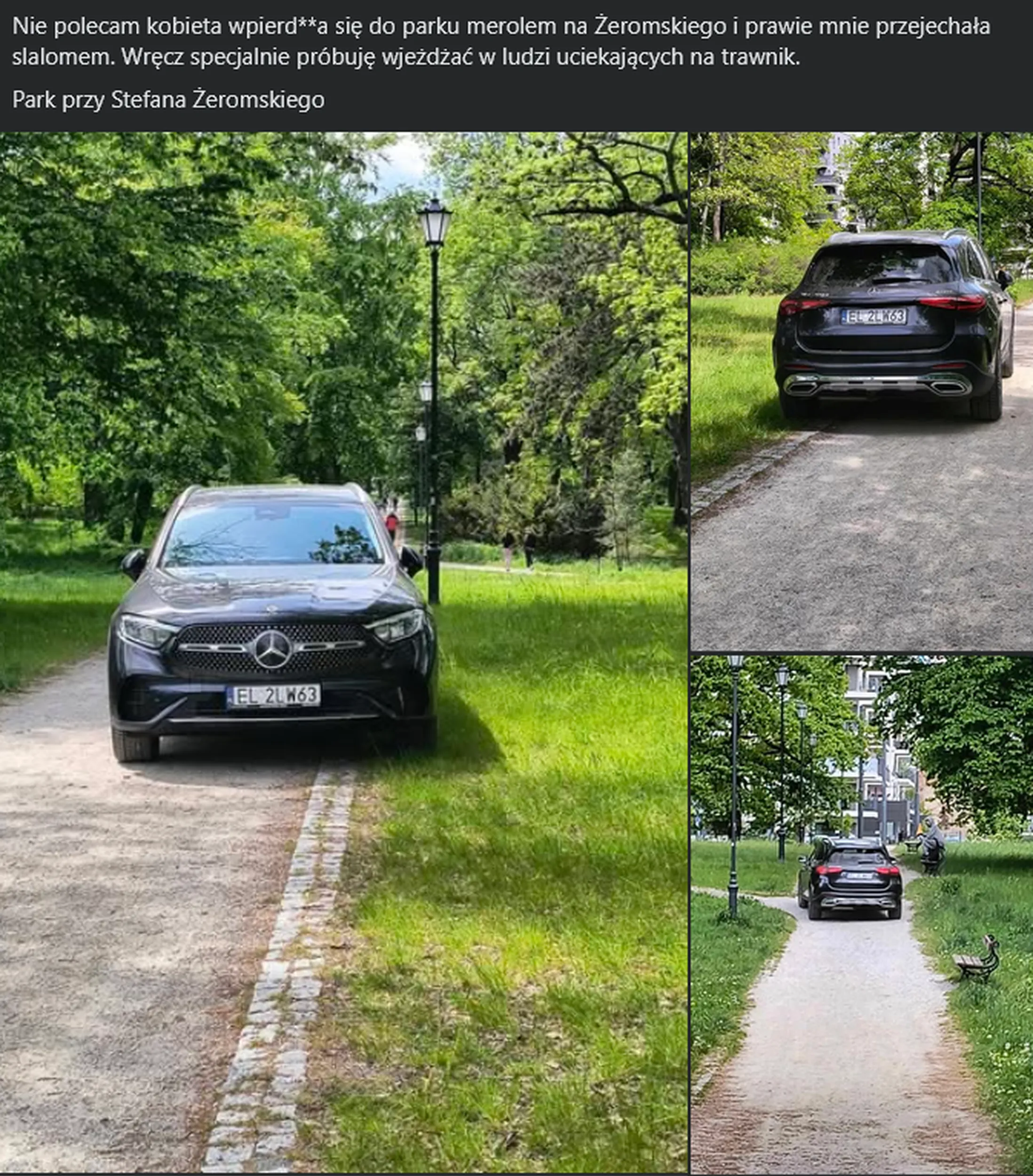 Głupia baba jeździ po parku