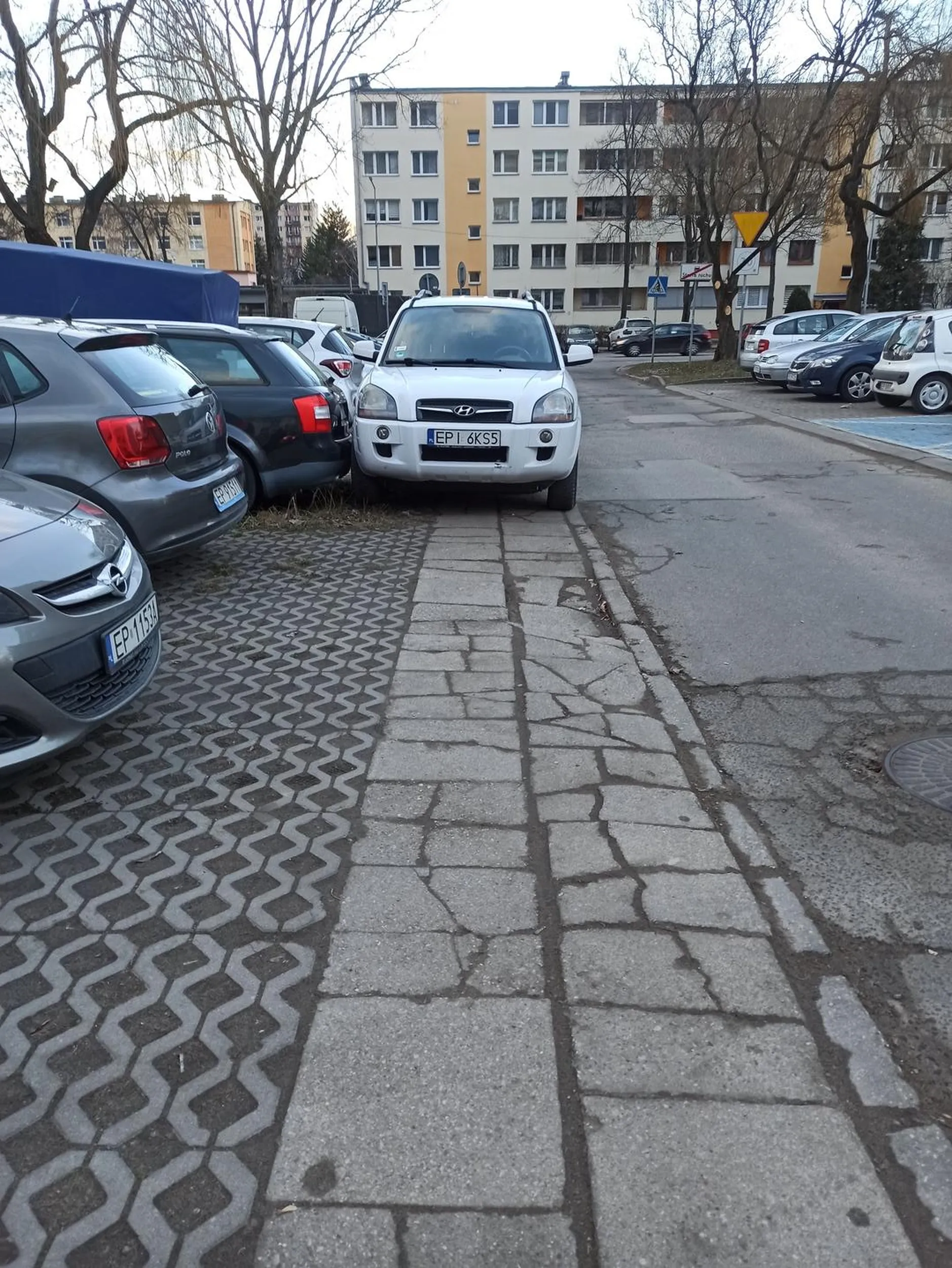 Wsiok przyjechał do Piotrkowa i zablokował cały chodnik, który i tak jest już wystarczająco zdewastowany przez innych wsioków!!!