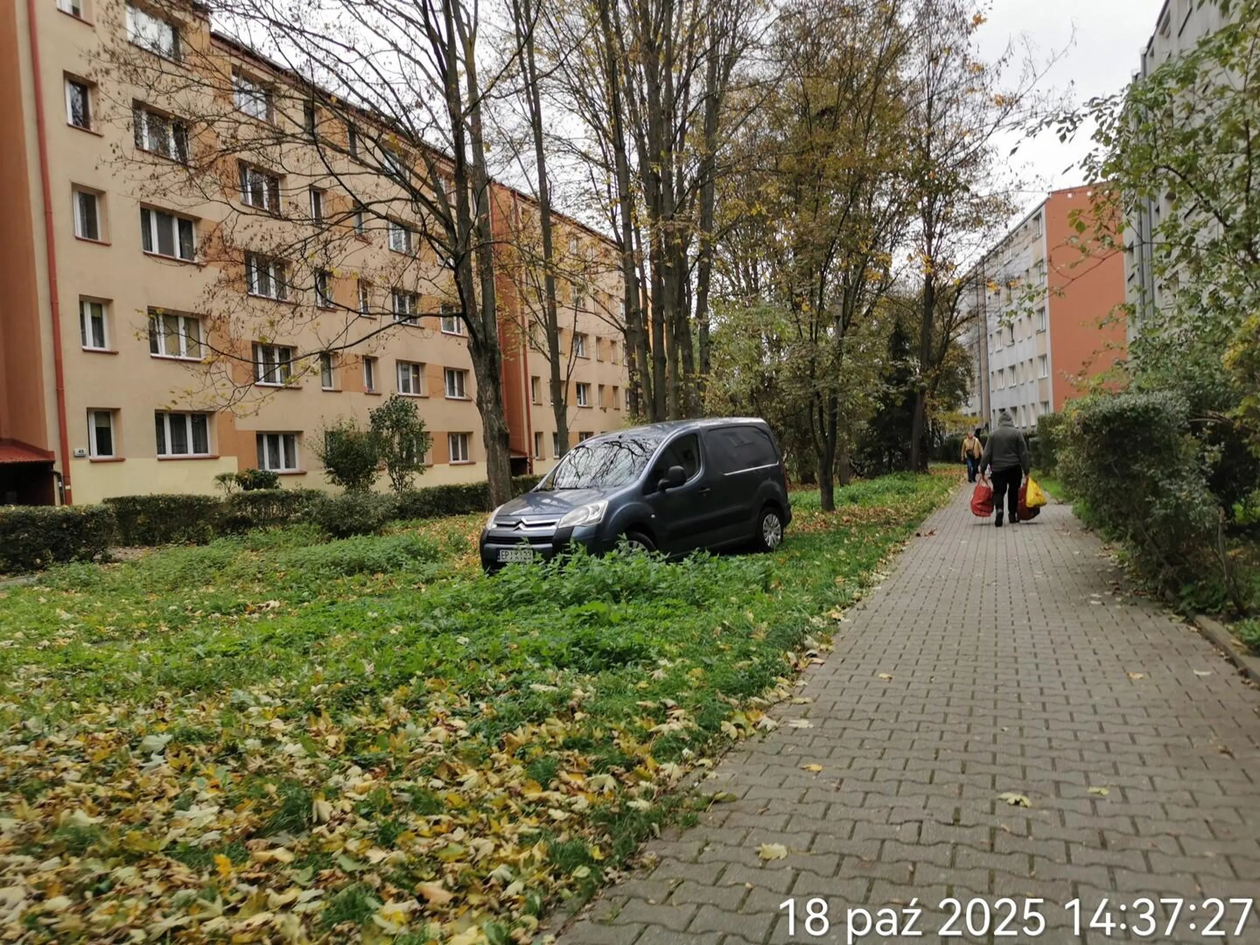 Może na wsi parkowanie na trawie jest czymś normalnym. Jednak straż miejska przypomniała klientowi że to jest wykroczenie.