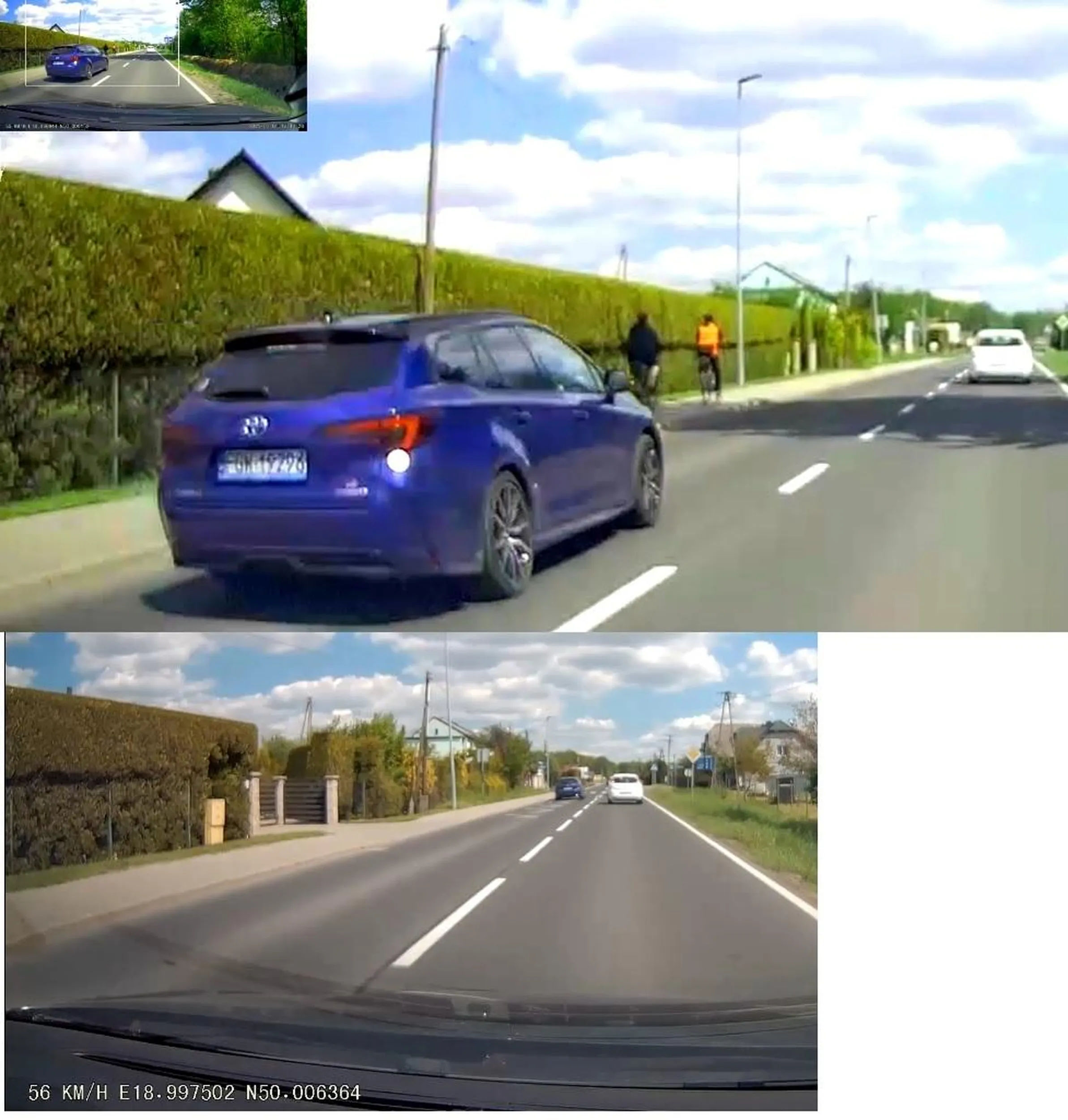 Pogratulować wyprzedzania kolumny aut na skrzyżowaniu i pasach.