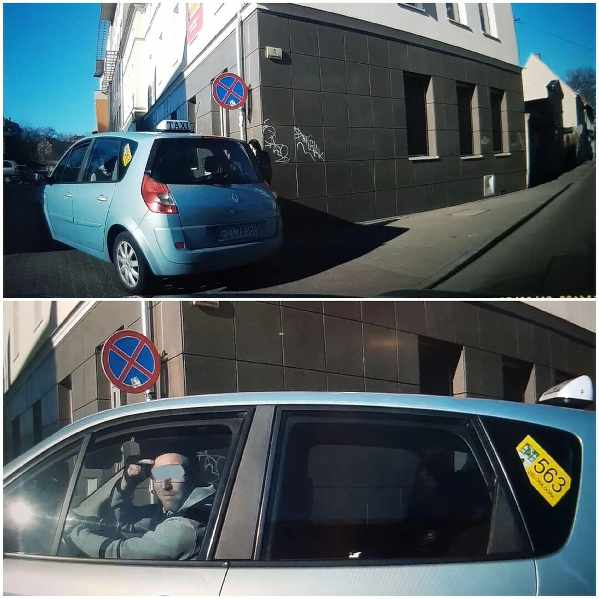 Oj widać że boli paluszek i główka... I słusznie. 1. To niezbyt mądre i bezpieczne miejsce do obsługi pasażerów. 2. Blokujesz ruch. 3. Spójrz jaki masz znak. 4. Prawko i pozwolenie na przewóz ludzi do zabrania natychmiast !