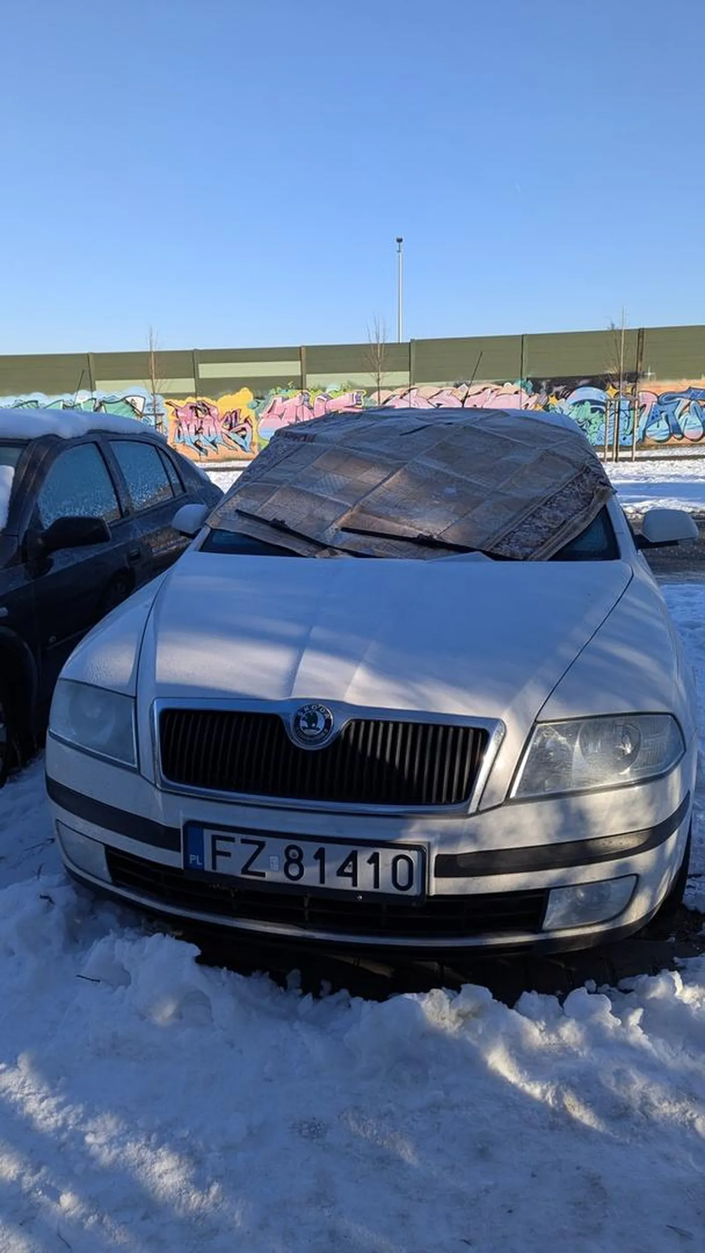 Wiocha straszna, chłop se dywan na szybę wpierdolił