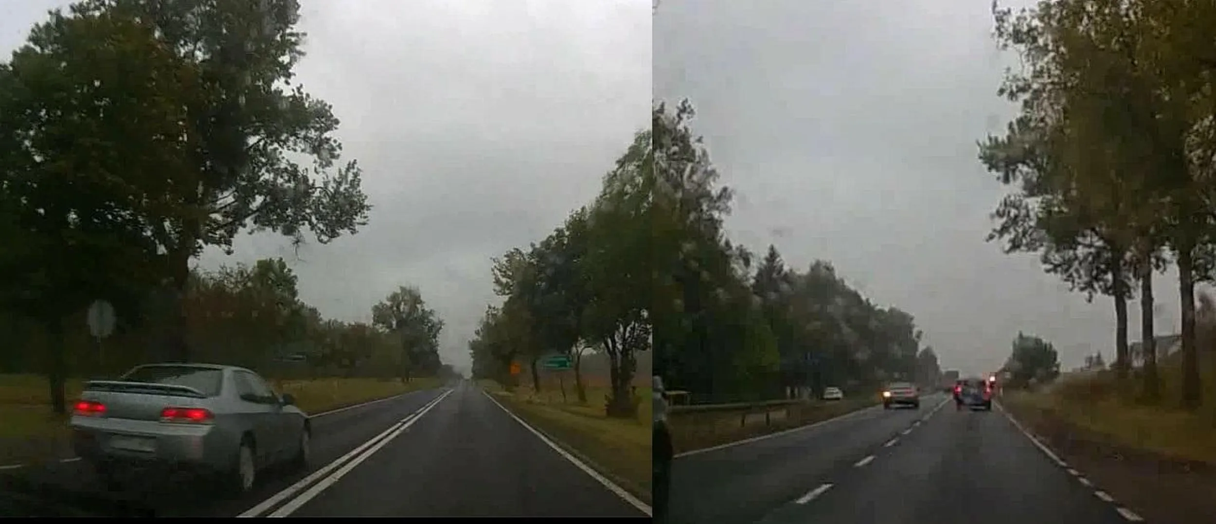 Piękny pokaz pirackiej jazdy w okolicy Człuchowa, podwójna ciągła i czerwone światło niewiele znaczą dla mistrza kierownicy...