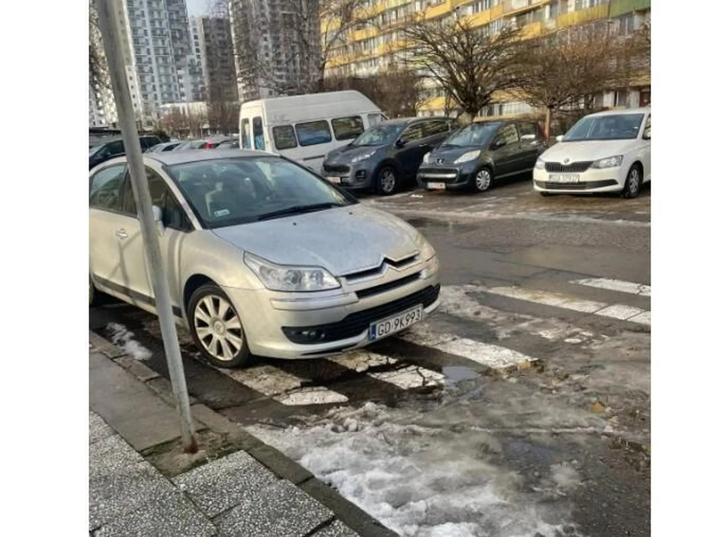 burak parkuje na przejsciu dla pieszych