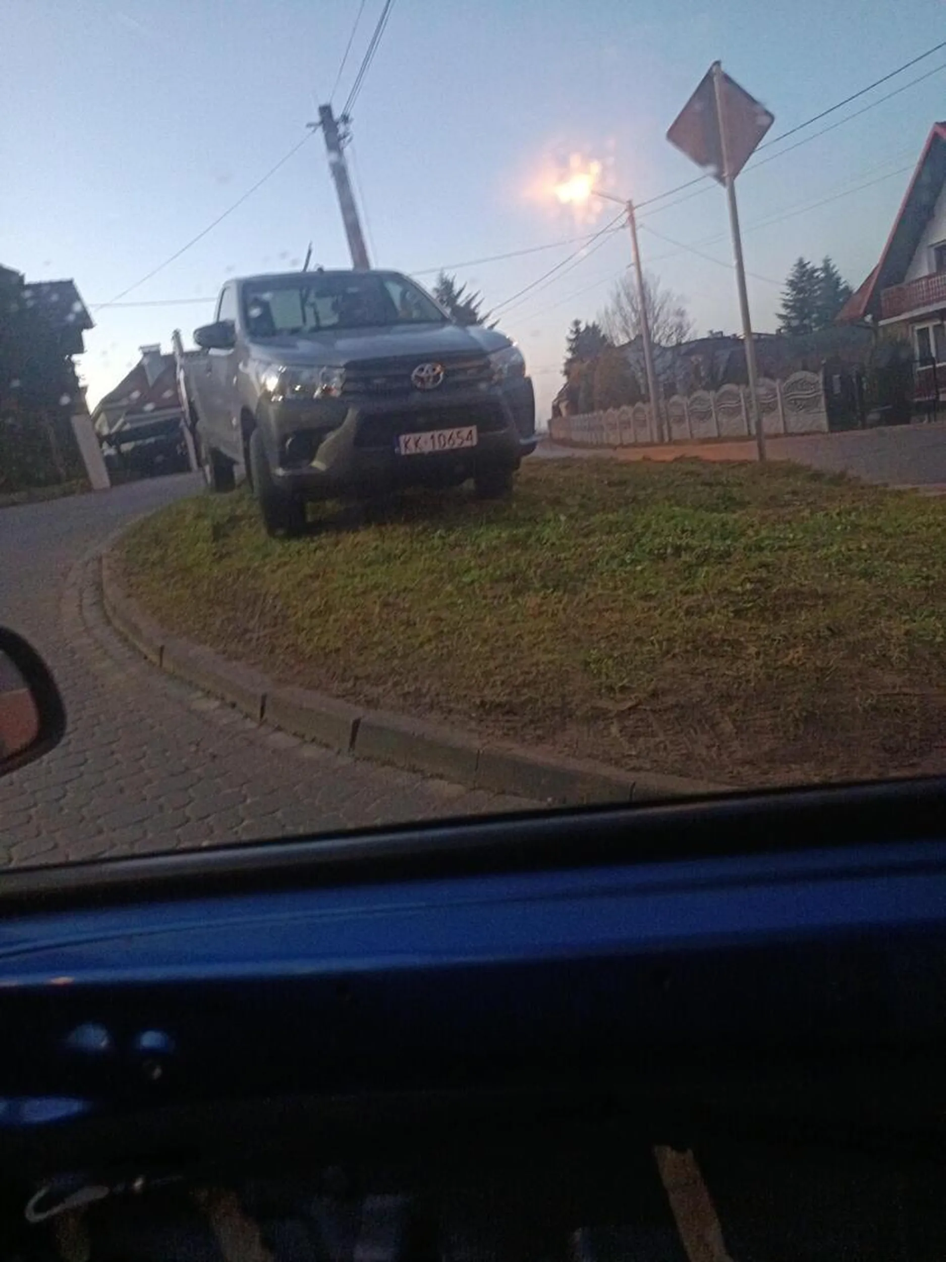 Notoryczne parkowanie na pasie zielenie niszcząc ją