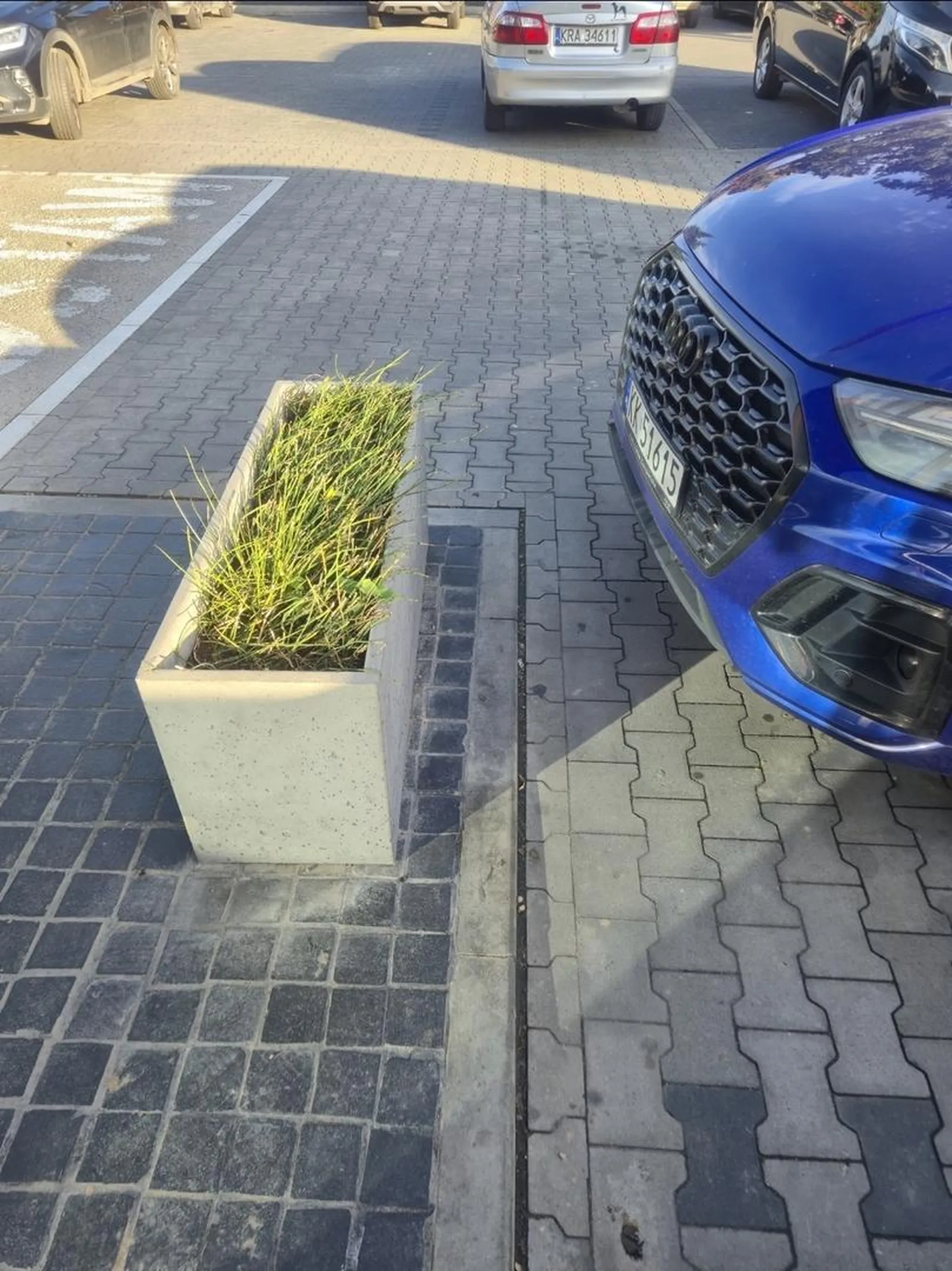 baba dalej parkuje jak chce, poza wyznaczonymi miejscami parkingowymi chociaż obok są wolne