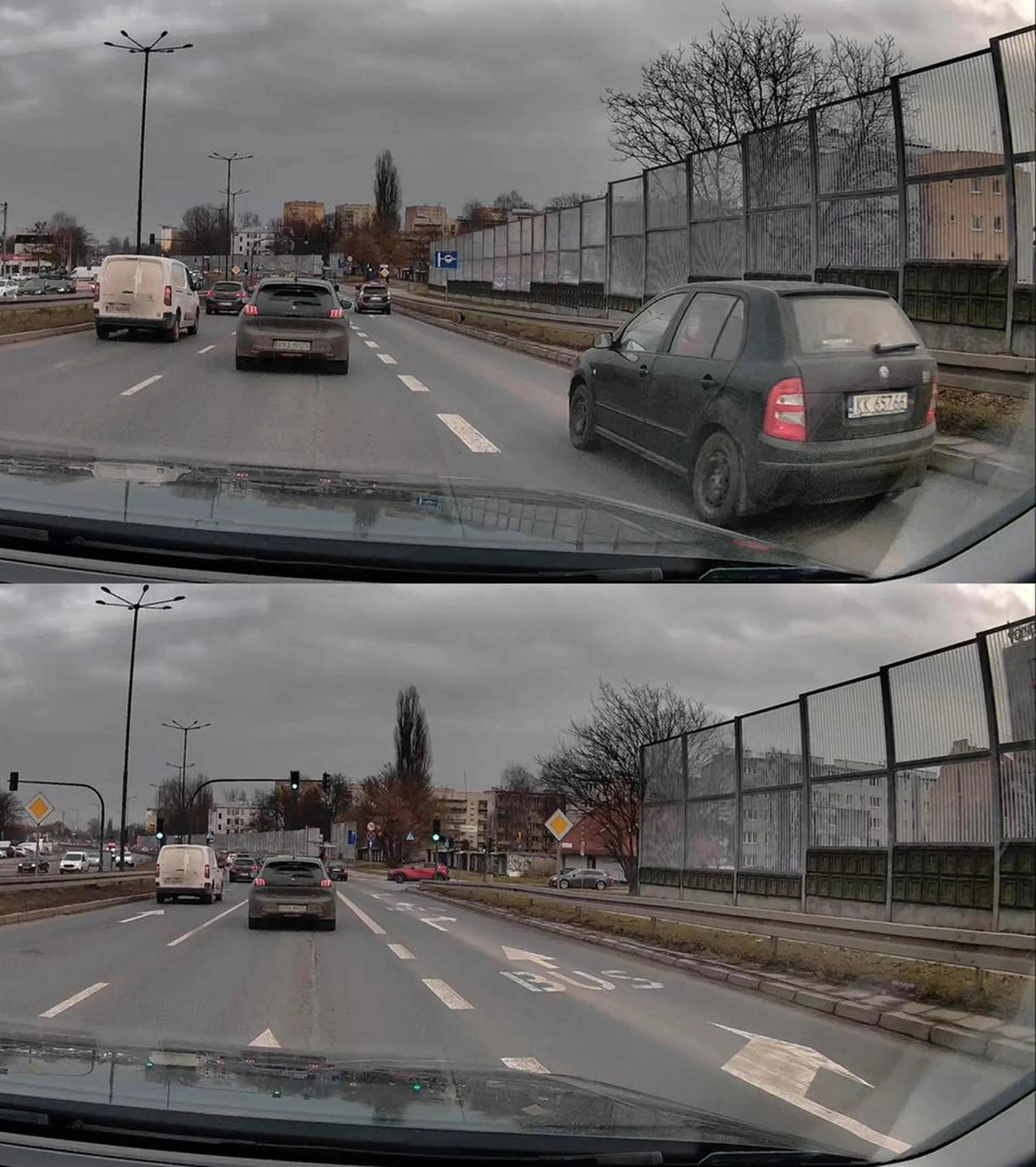 kretyn omija korek buspasem