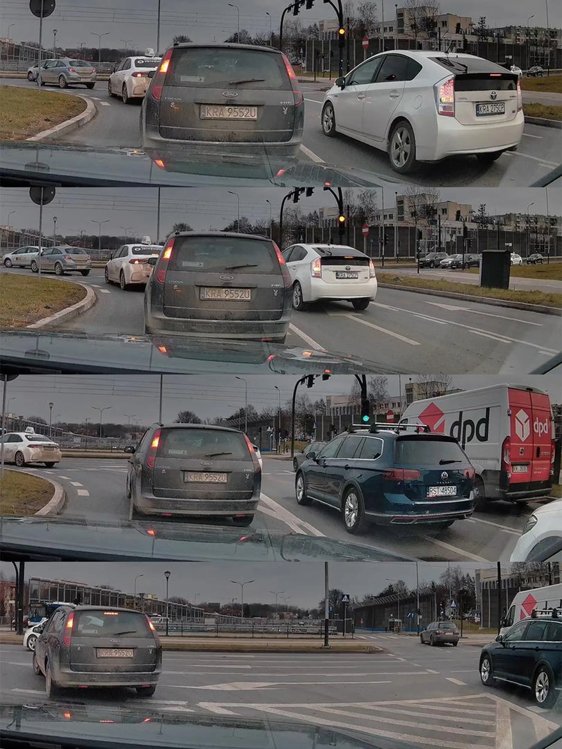 złotówiarz omija korek jadąc w lewo z pasa do jazdy prosto