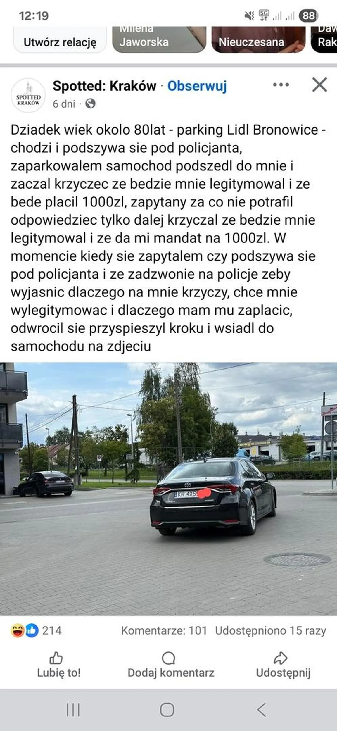 Dziad podszywa sie pod policjanta na bronowicach i kase próbuje wyłudzić.