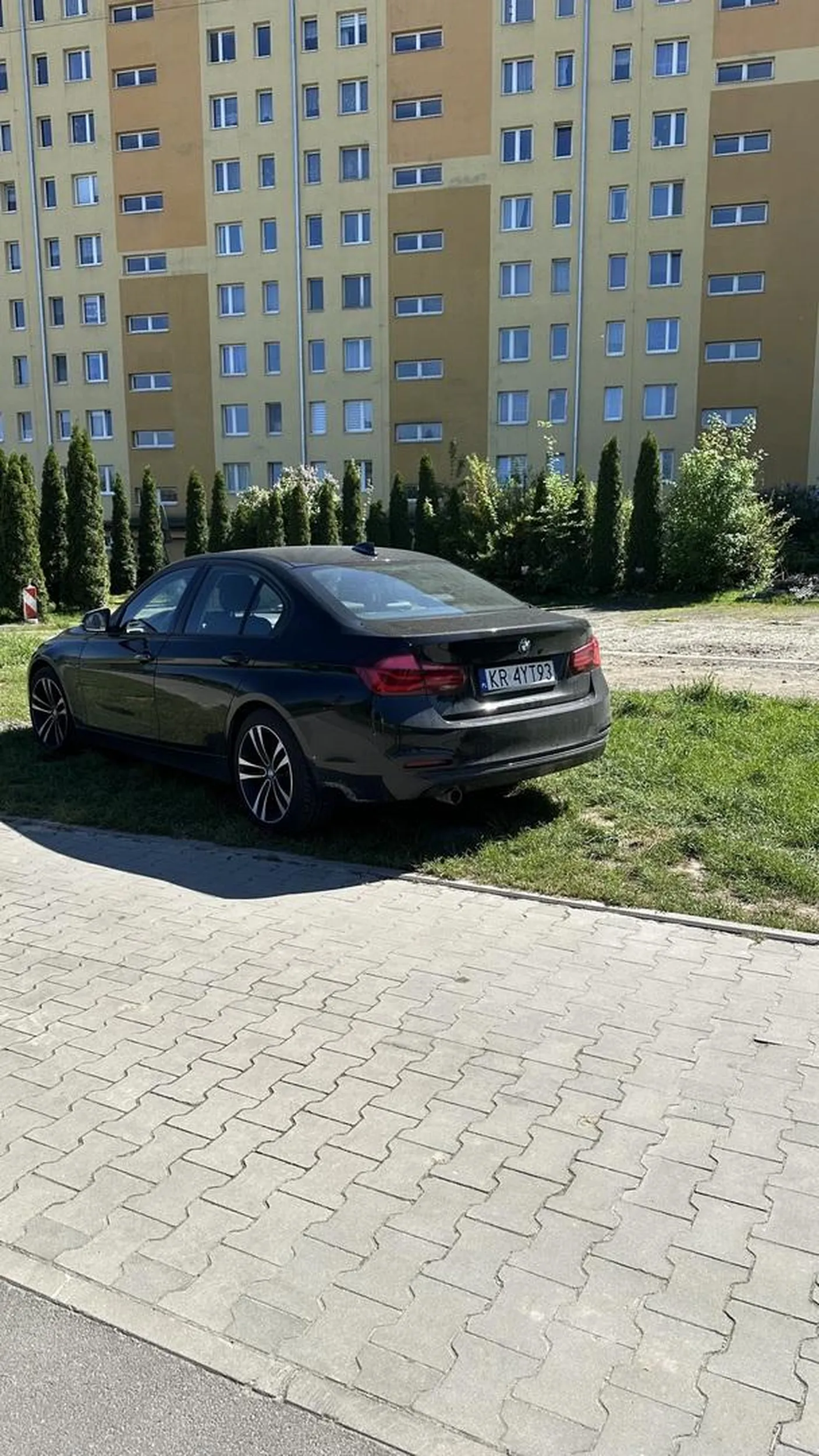 Burak ktory jezdzi po sciezkach rowerowych i chodnikach i parkuje na trawie