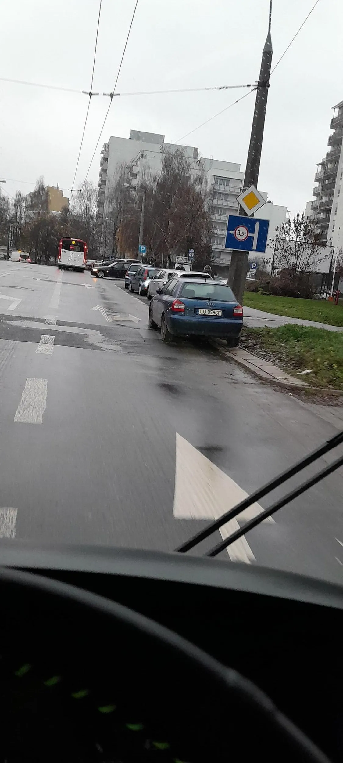 Cały czas widzę jak parkuje kierowca auto w tym miejscu blokując pas ruchu i wymuszając łamanie przepisów celem jego ominięcia