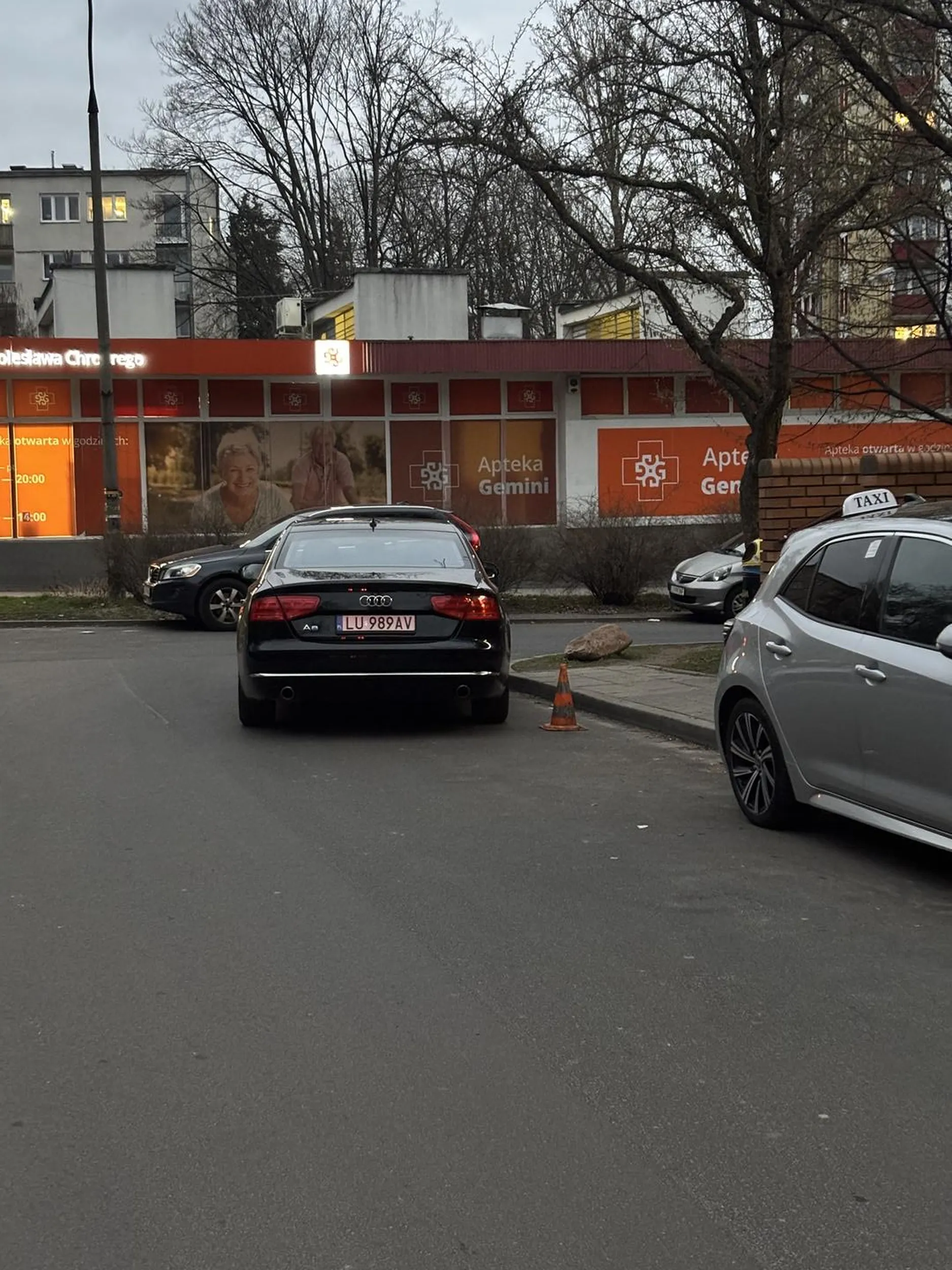 Pachołek postawiono żeby tam w ogóle nie parkować, ale niektórzy tego nie rozumieją i parkują i tak utrudniając minięcie się na zakręcie i ograniczając widoczność.